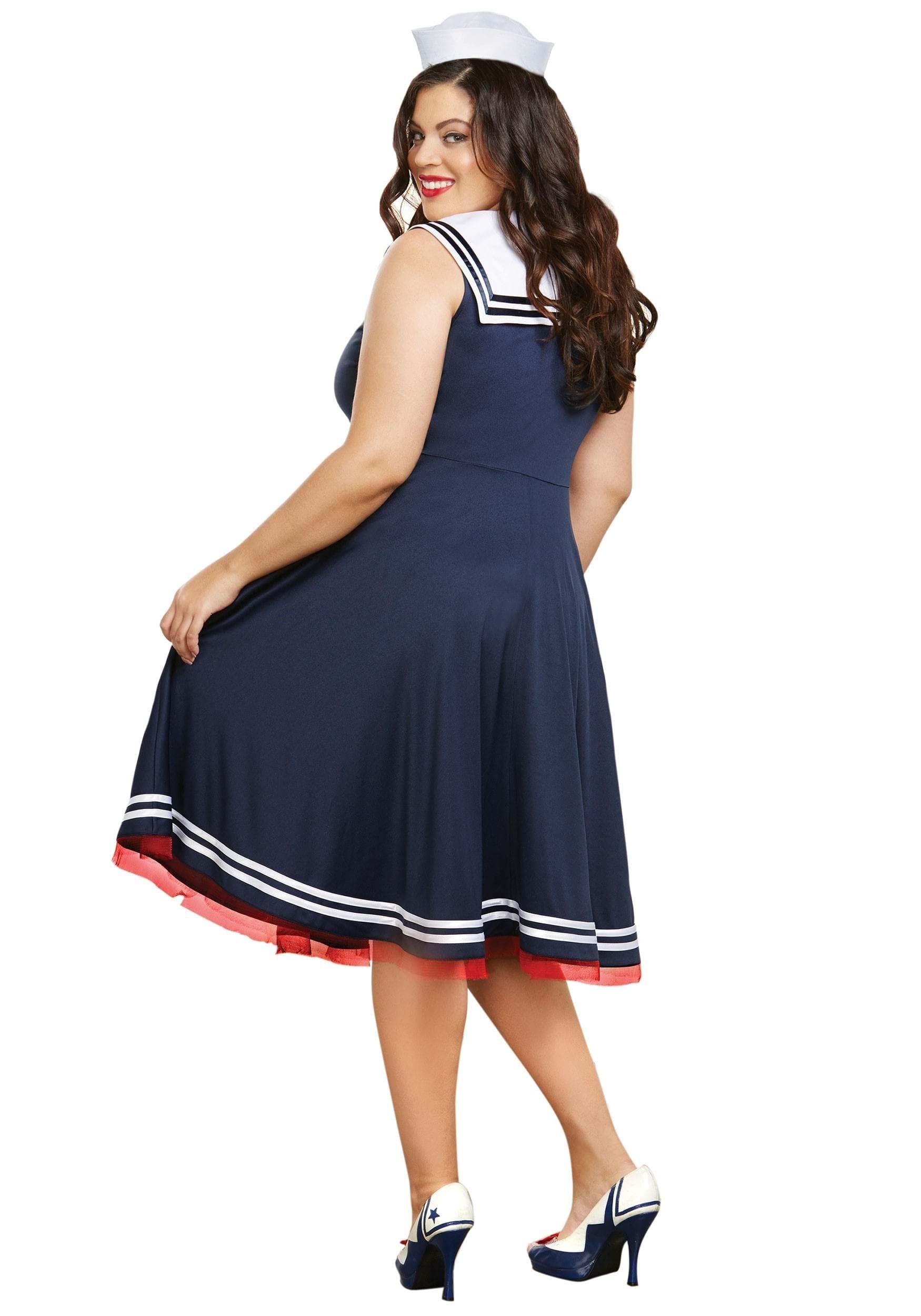 Dreamgirl Women's Plus-Size All Aboard Plus Size, Blue, 1X/2X