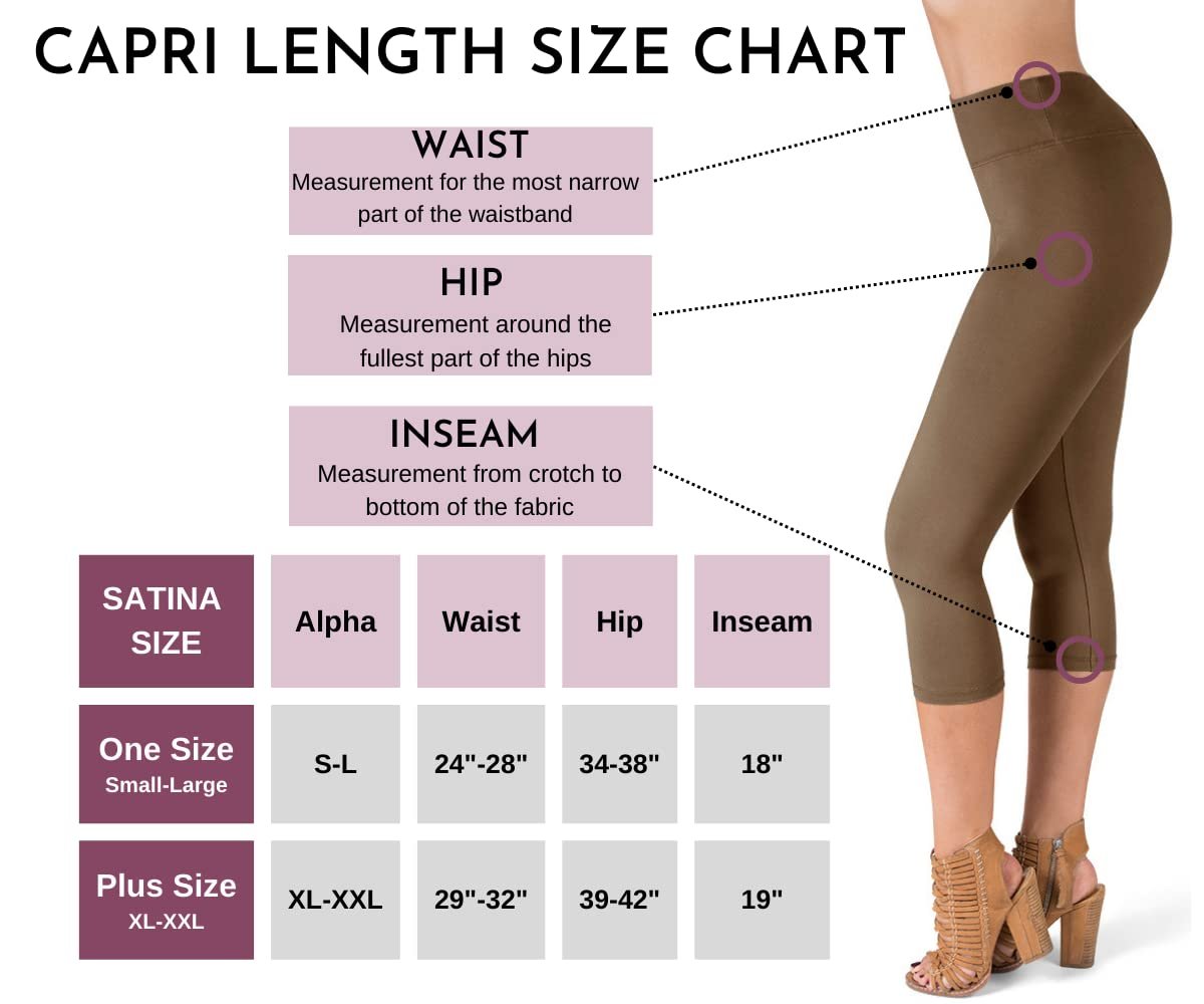 SATINA High Waisted Capri Leggings for Women - Capri Leggings for Women - High Waist for Tummy Control - Tan Capri Leggings for |3 Inch Waistband (One Size, Tan)