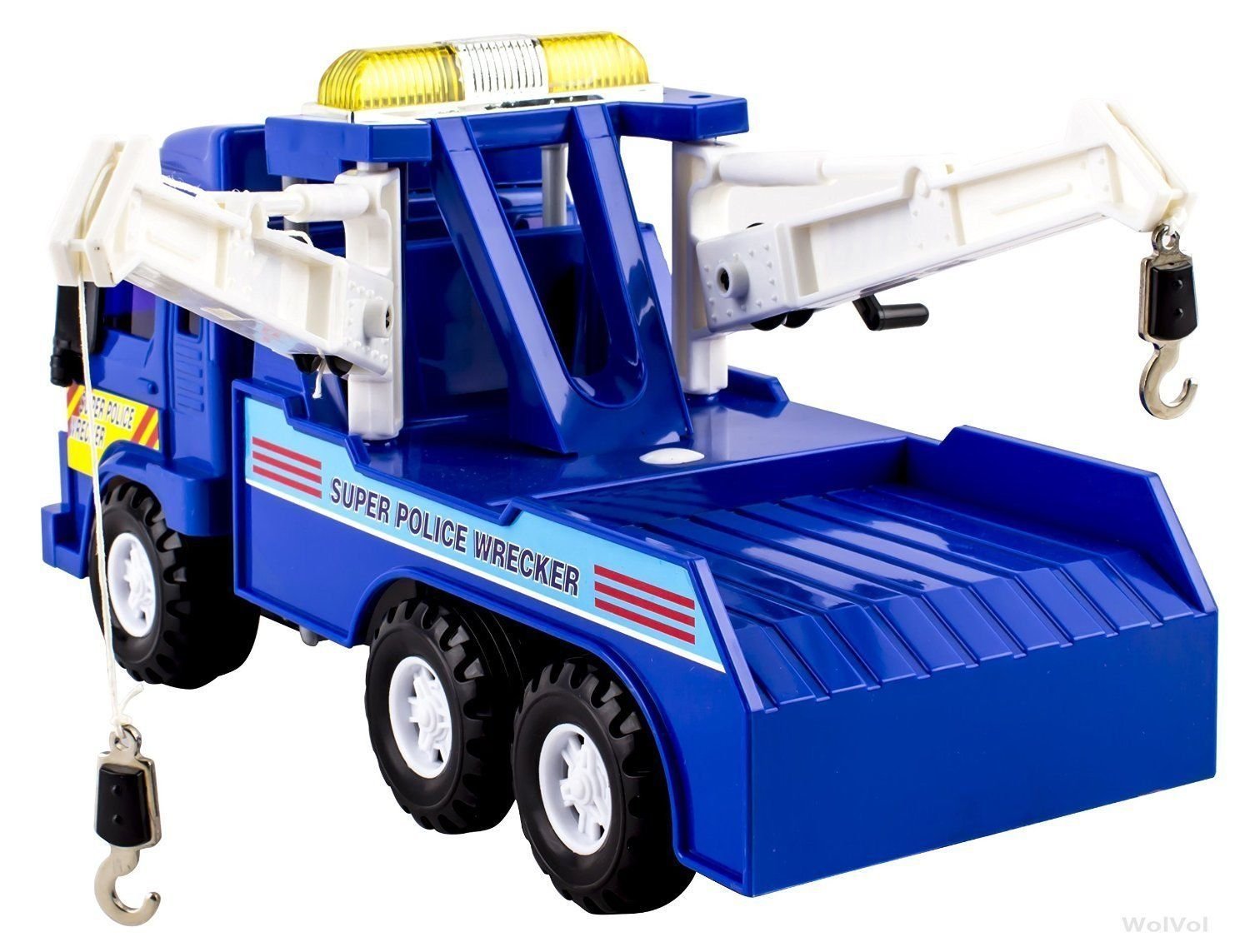 Big Daddy Police Wrecker Friction Powered Tow Truck with Two Tow Hooks