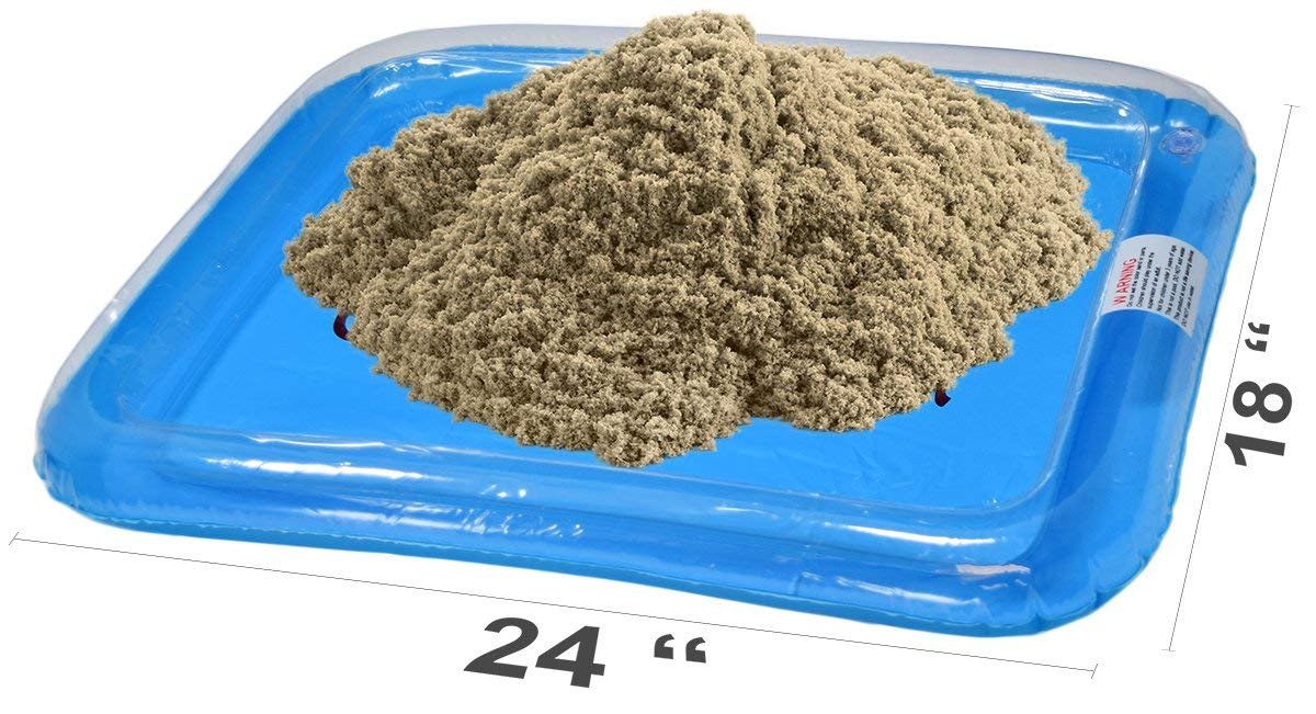 CoolSand Natural 5 Pound Refill Pack - Including: 5 Pounds Moldable Indoor Play Sand, Storage Container and Inflatable Sandbox