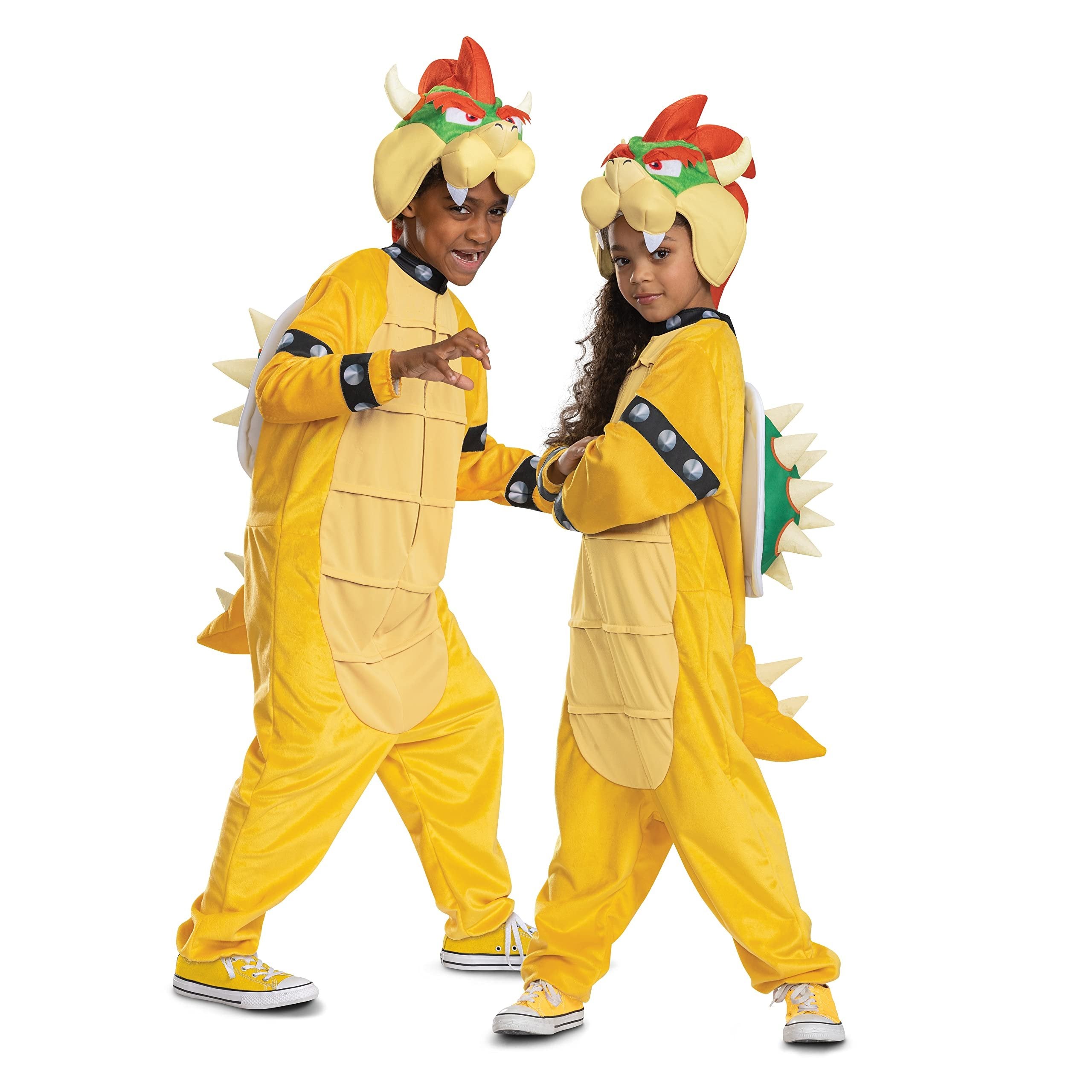Bowser Costume Hooded Jumpsuit, Official Super Mario Character Costume for Kids, Size (10-12)