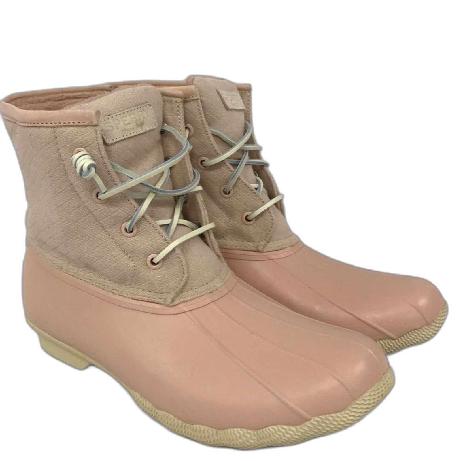 Sperry Womens Saltwater Canvas Rain Boot Rose Oat 10 US