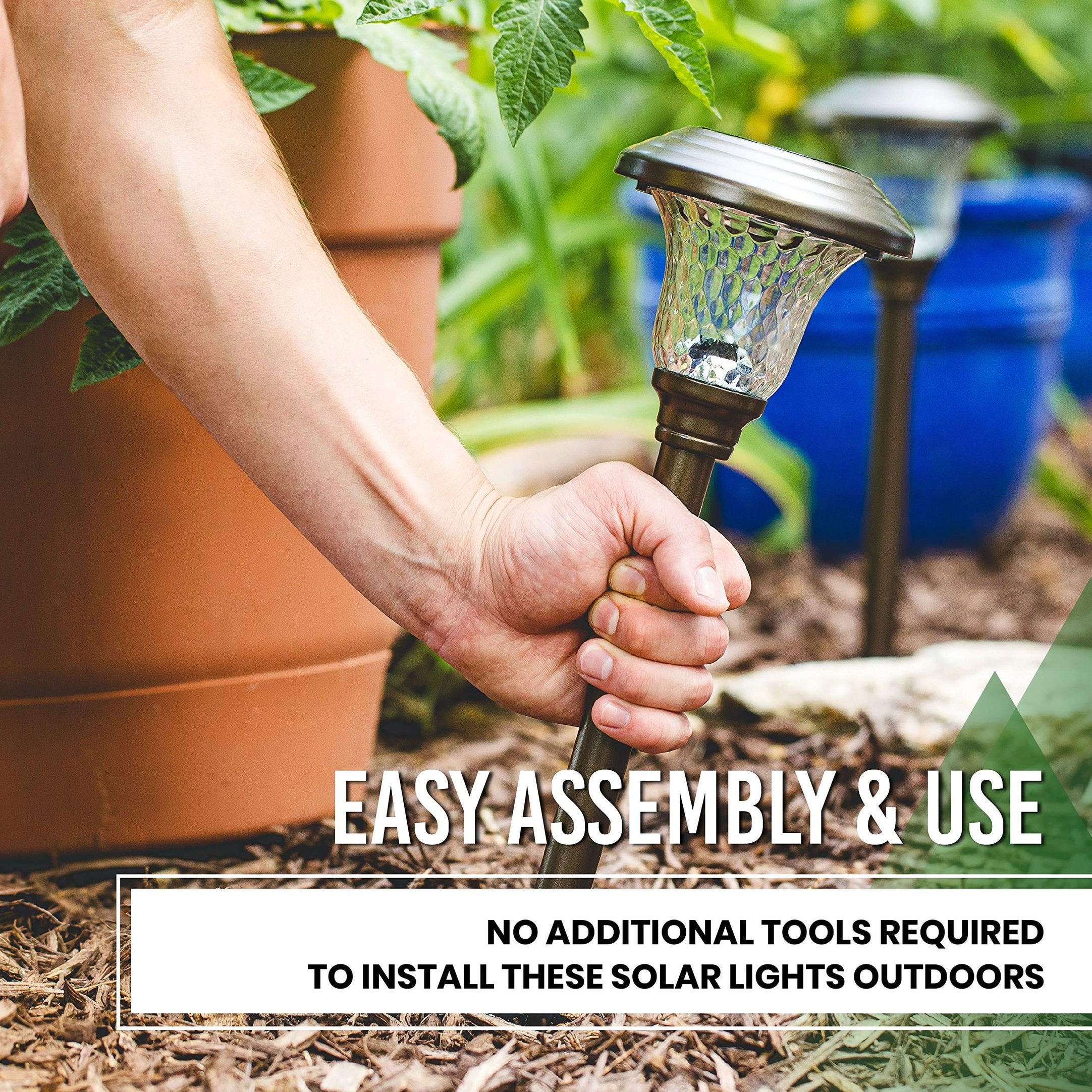 Signature Garden Solar Garden Lights - Auto On/Off Outdoor Bright Solar Pathway Lights - All-Weather/Waterproof Outdoor Solar Lights for Yard, Garden, or Driveway (8-Pack, Stainless Steel Bronze)