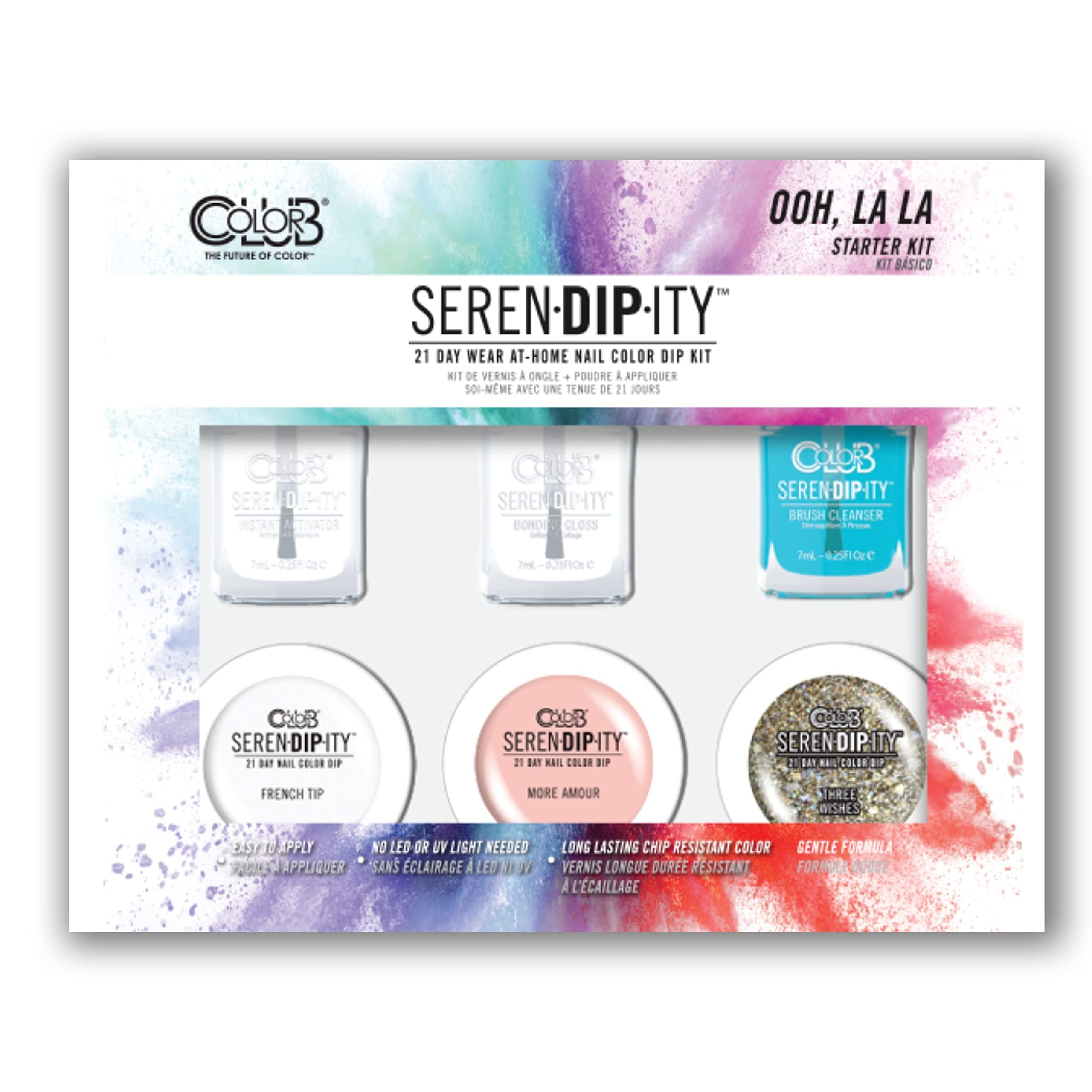 Color Club 21 Day Serendipity Dip Powder Starter Kits - Matte Glitter Manicure and Nail Art Powder - Nail Dip Powders (Ooh La La)