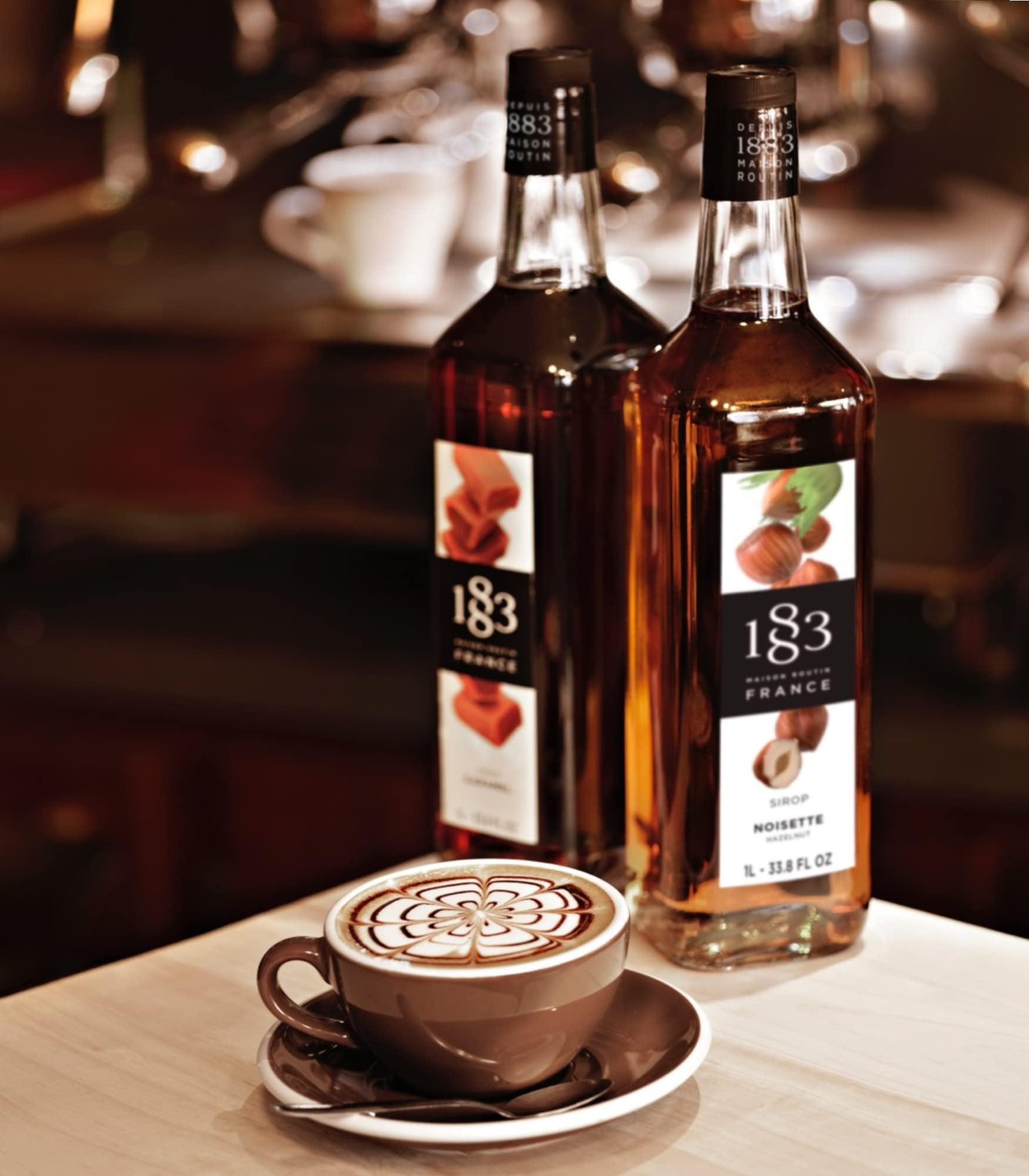 1883 Coconut Syrup - Flavored Syrup for Hot & Iced Beverages - Gluten-Free, Vegan, Non-GMO, Kosher, Preservative-Free, Made in France | 1 Liter Bottle (33.8 Fl Oz)