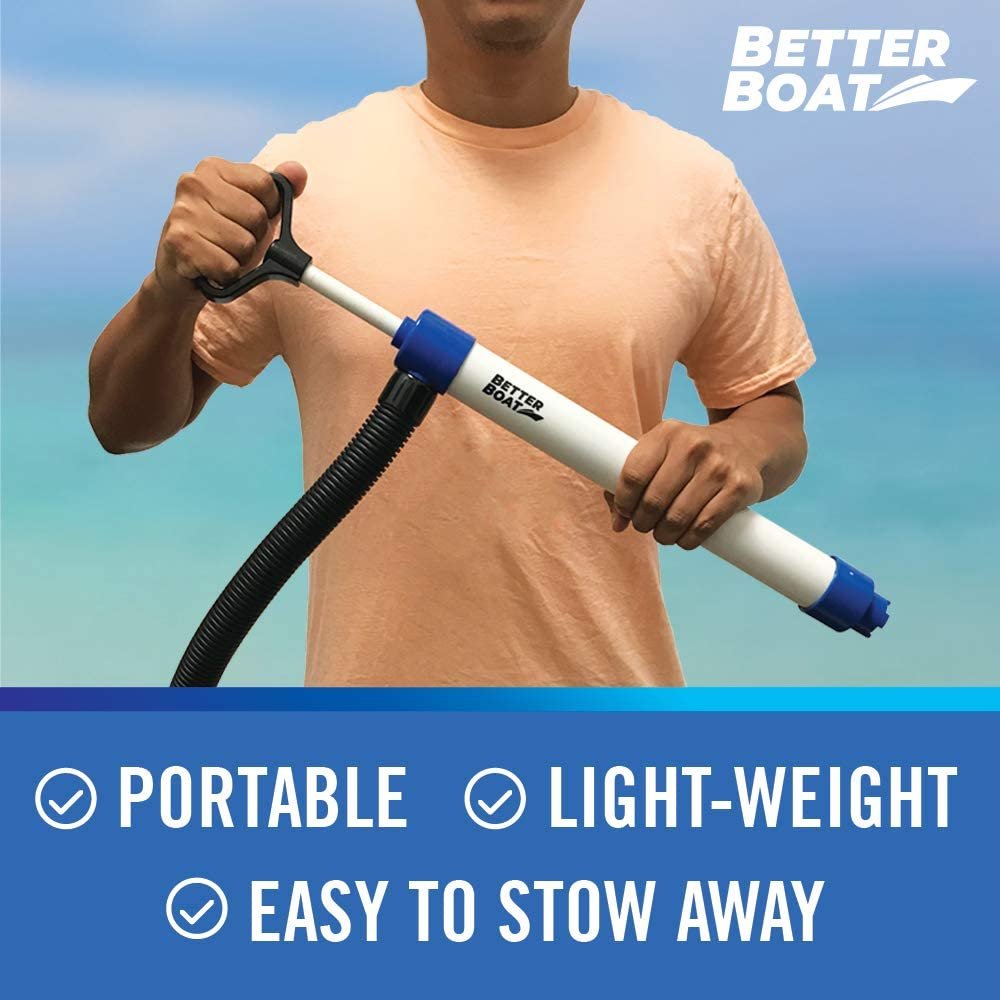 Manual Bilge Pump for Boats Kayak Canoe | Hand Pump Siphon Bailer Black 20 GPM Hose | Marine Grade, Portable Held