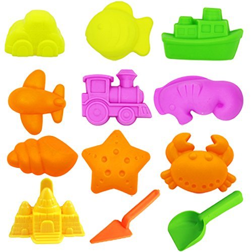 CoolSand Animal Sand Molds & Tools Kit (36 Pcs) - Works with All Other Play Sand Brands - Includes: 10 Dinosaurs, 10 Animals & 12 Beach Molds, & 4 Tools - Sand Not Included