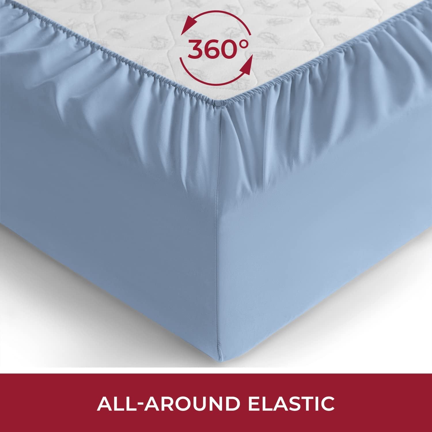 Mellanni Extra Deep Pocket California King Fitted Sheet - Iconic Collection Bedding Sheets - Cooling Sheets for up to 21" Mattress - Wrinkle, Fade, Stain Resistant - 1 PC (Cal King, Blue Hydrangea)