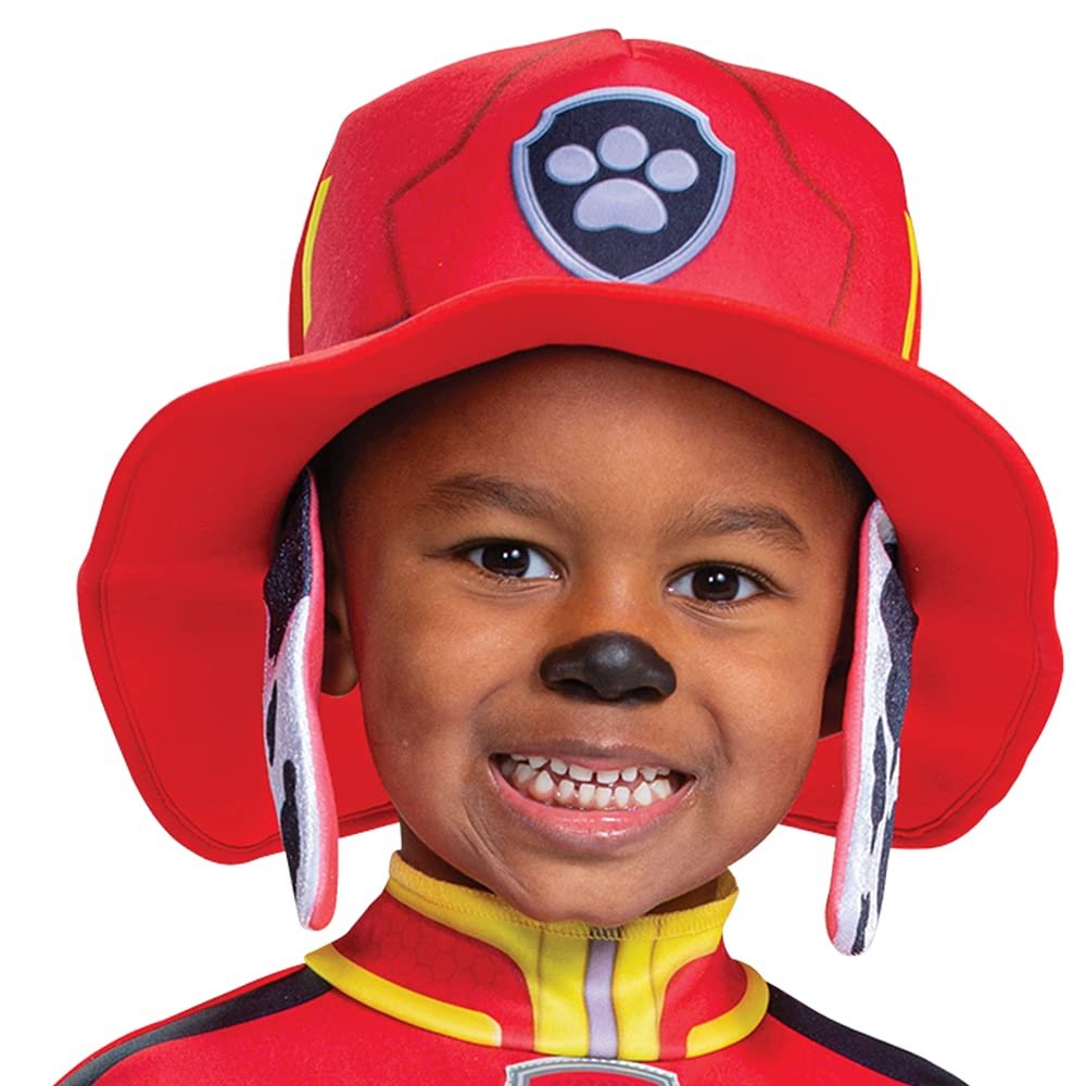 Paw Patrol Marshall Costume Hat and Jumpsuit for Boys, Paw Patrol Movie Character Outfit with Badge, Classic Toddler Size S/P (2T)