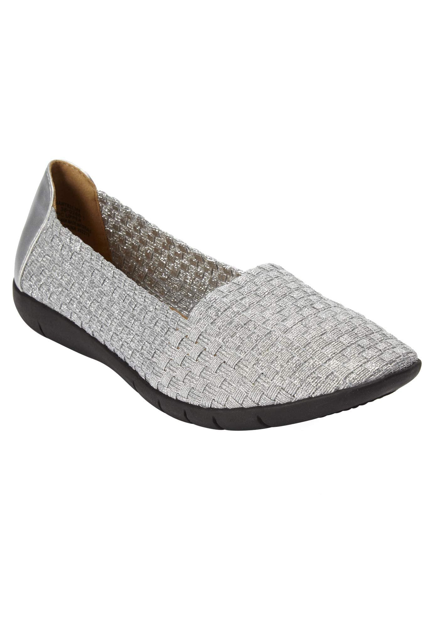 Comfortview Women's Wide Width The Bethany Flat Shoes - 7 M, Pewter Gray