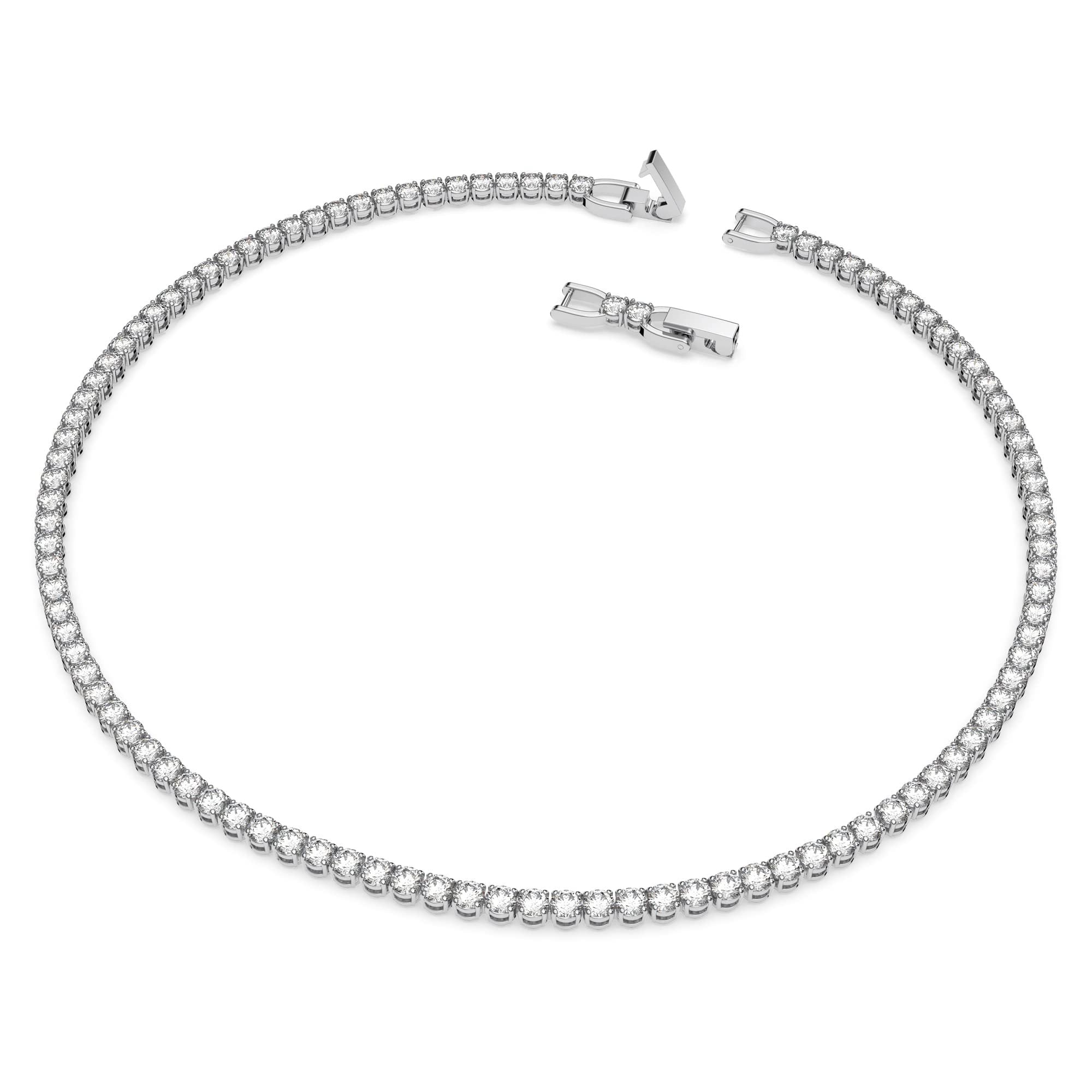 Swarovski Tennis Deluxe All-Around Tennis -Necklace with Clear Swarovski Crystals on a Rhodium Setting with Included Extender