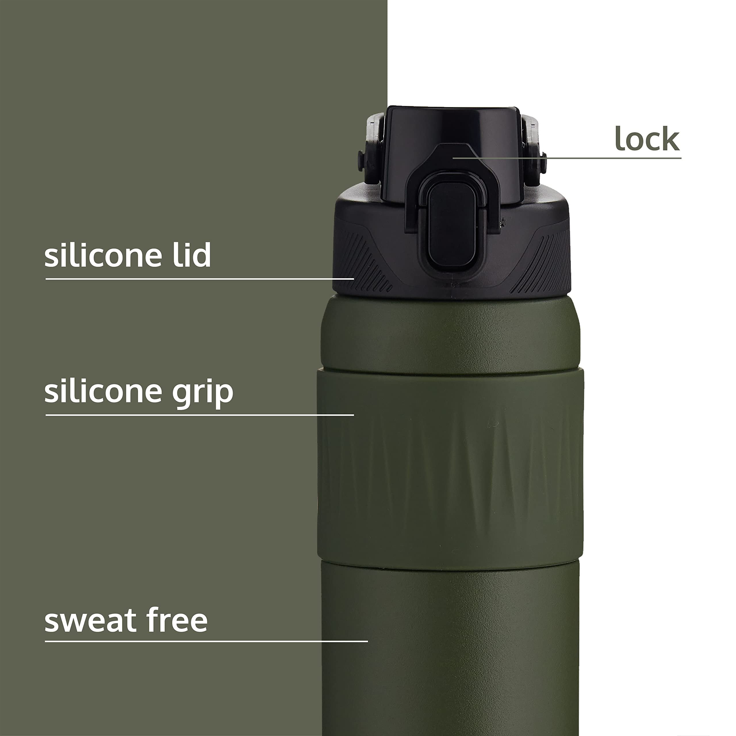 qbottle Insulated Water Bottles with Straw Lid - Stainless Steel Water Bottle - Leak Proof Metal Water Bottle - No Sweat - Reusable - Forest Green, 23.6 oz