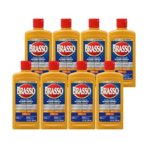 Brasso Metal Polish, 8 oz Bottle for Brass, Copper, Stainless, Chrome, Aluminum, Pewter & Bronze (Pack of 8)