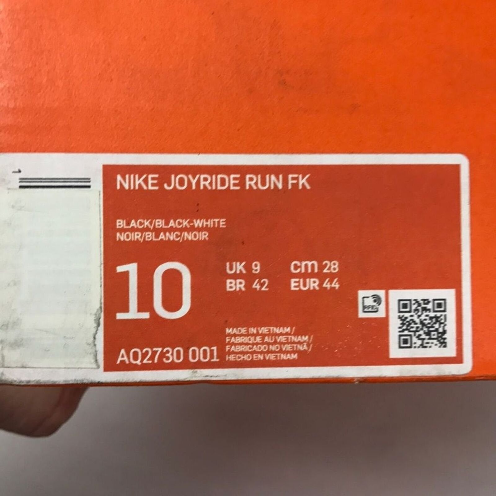 Nike Joyride Run FK Running Shoe Black White Mens Size 10