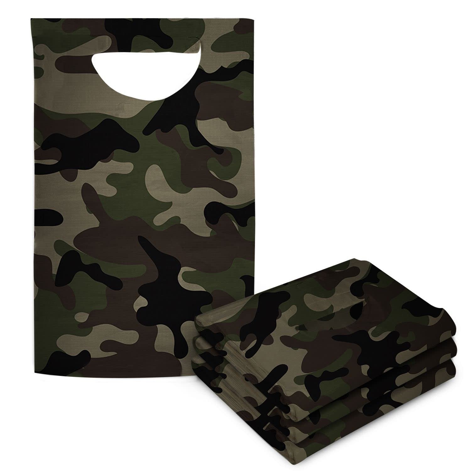 ProHeal Disposable Bibs For Adults, 100 Pack - Tie Back, 16" x 33" - Absorbent Tissue Front, Water Resistant Poly Backing - Adult Disposable Bibs for Eating, Dental Apron, And Senior Citizens - Camo