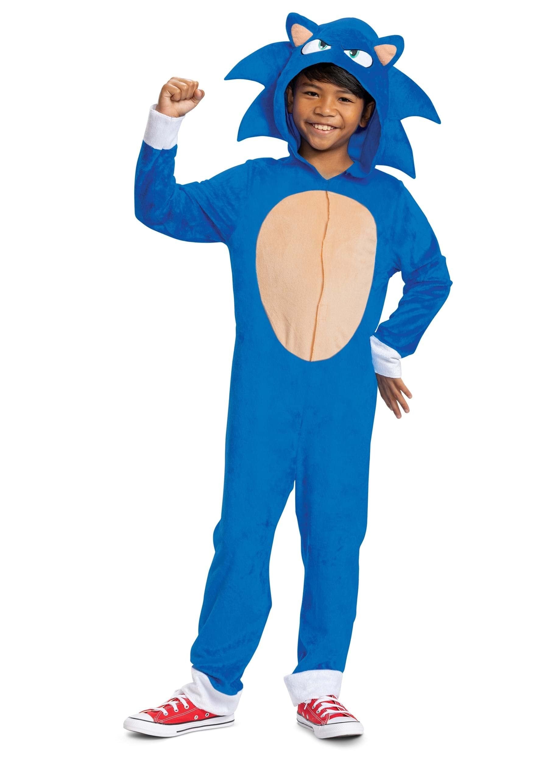 Sonic the Hedgehog Costume, Official Sonic Movie Costume and Headpiece, Kids Size Medium (7-8)