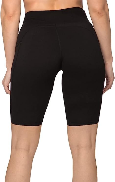 SATINA High Waisted Black Biker Shorts for Women - with & Without Pockets - 5'' and 8'' Inseam (4 Pack, XL)