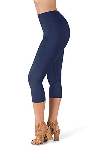 SATINA High Waisted Capri Leggings for Women - Capri Leggings for Women - High Waist for Tummy Control - Navy Capri Leggings for |3 Inch Waistband (Plus Size, Navy)