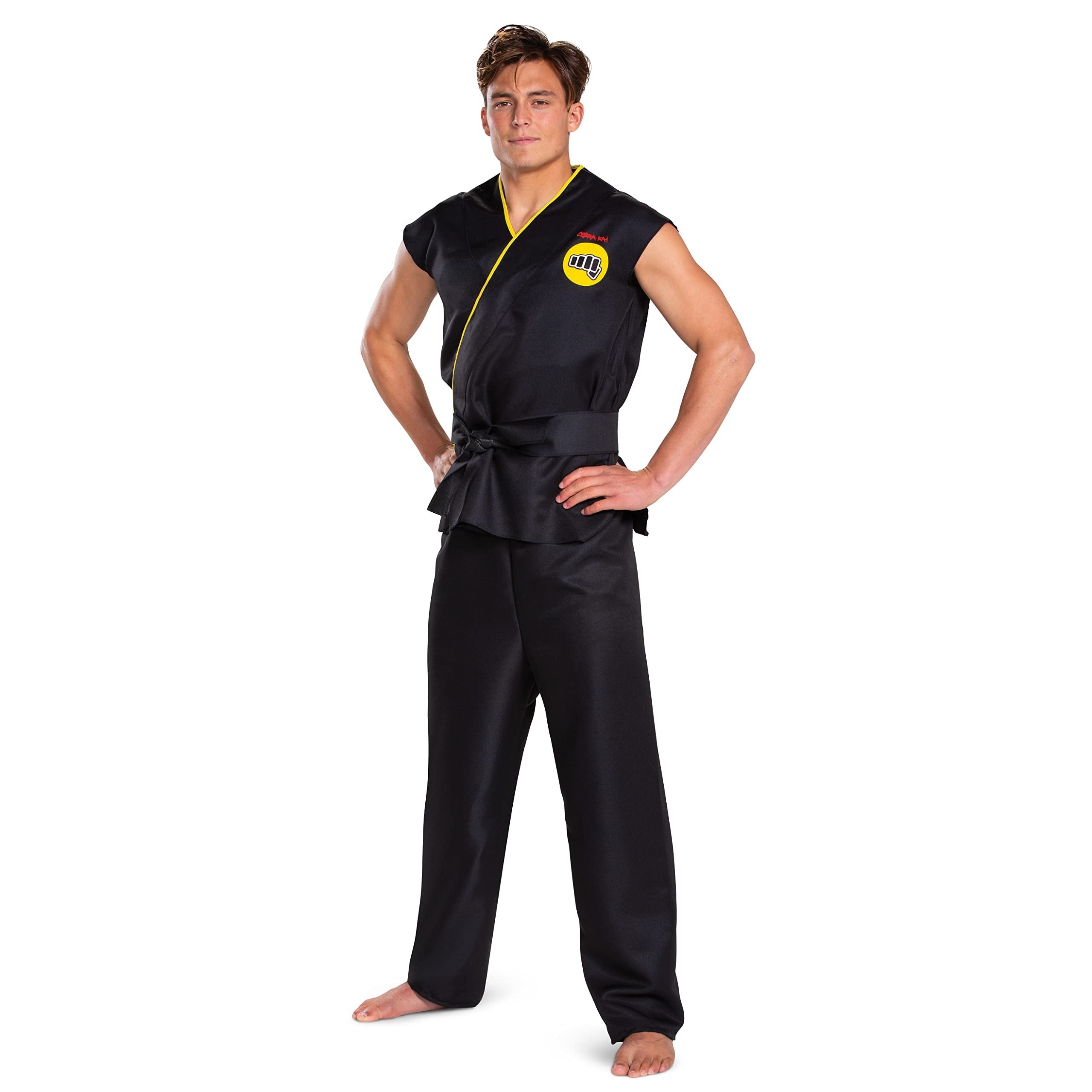 Disguise Men's Costume, Official Cobra Kai Gi for with Black Belt, Shown, Adult Size Small/Medium