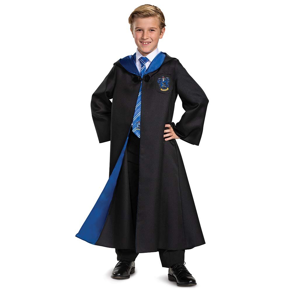 Disguise Harry Potter Ravenclaw Robe Deluxe Children's Costume Accessory, Black & Blue, Kids Size Large (10-12)