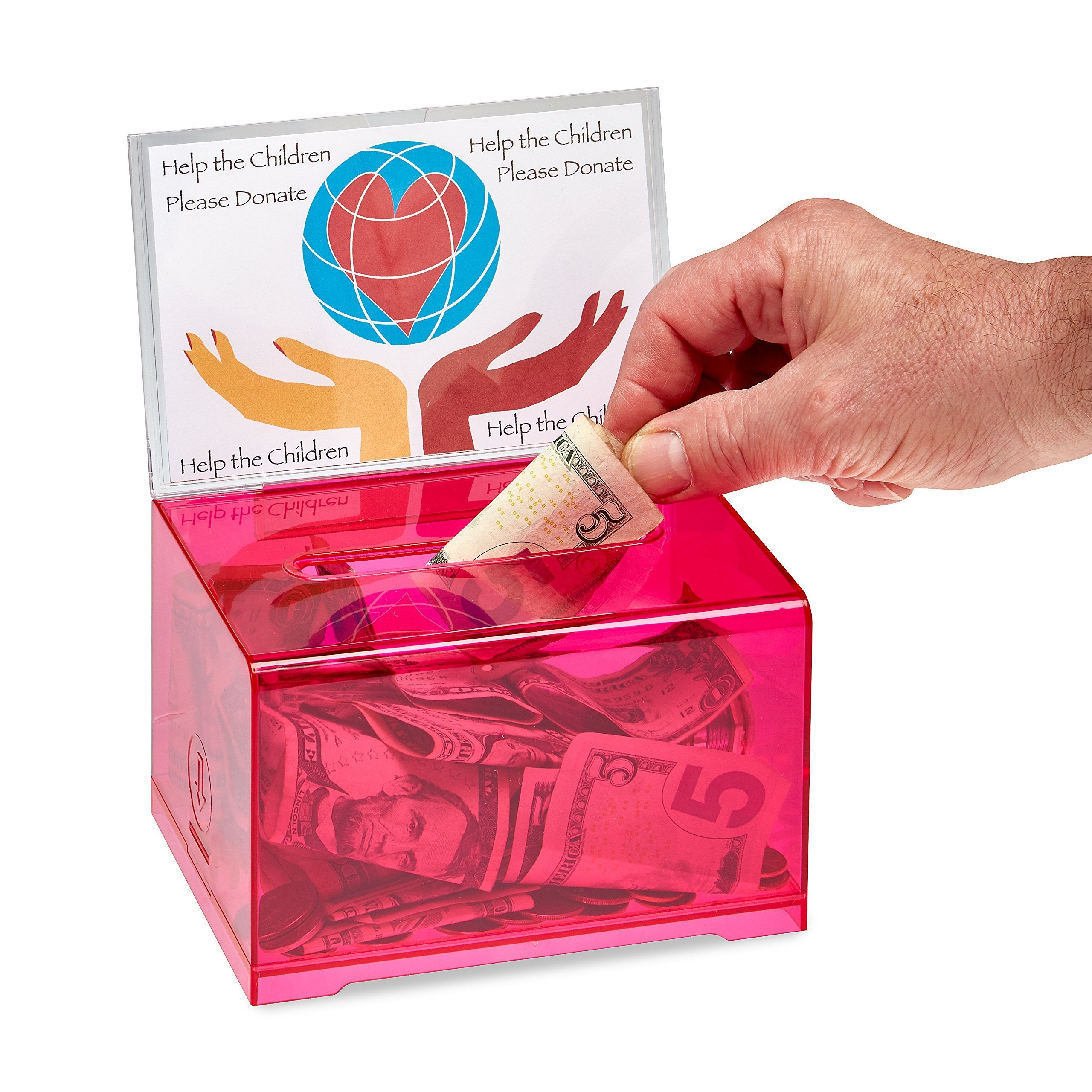 Adir Acrylic Donation Ballot Box with Lock - Secure and Safe Clear Slotted Suggestion Box - Storage Lock Deposit Box with Keys for Cards, Votes, Tickets, Feedback and Money (6.25" x 4.5" x 4")