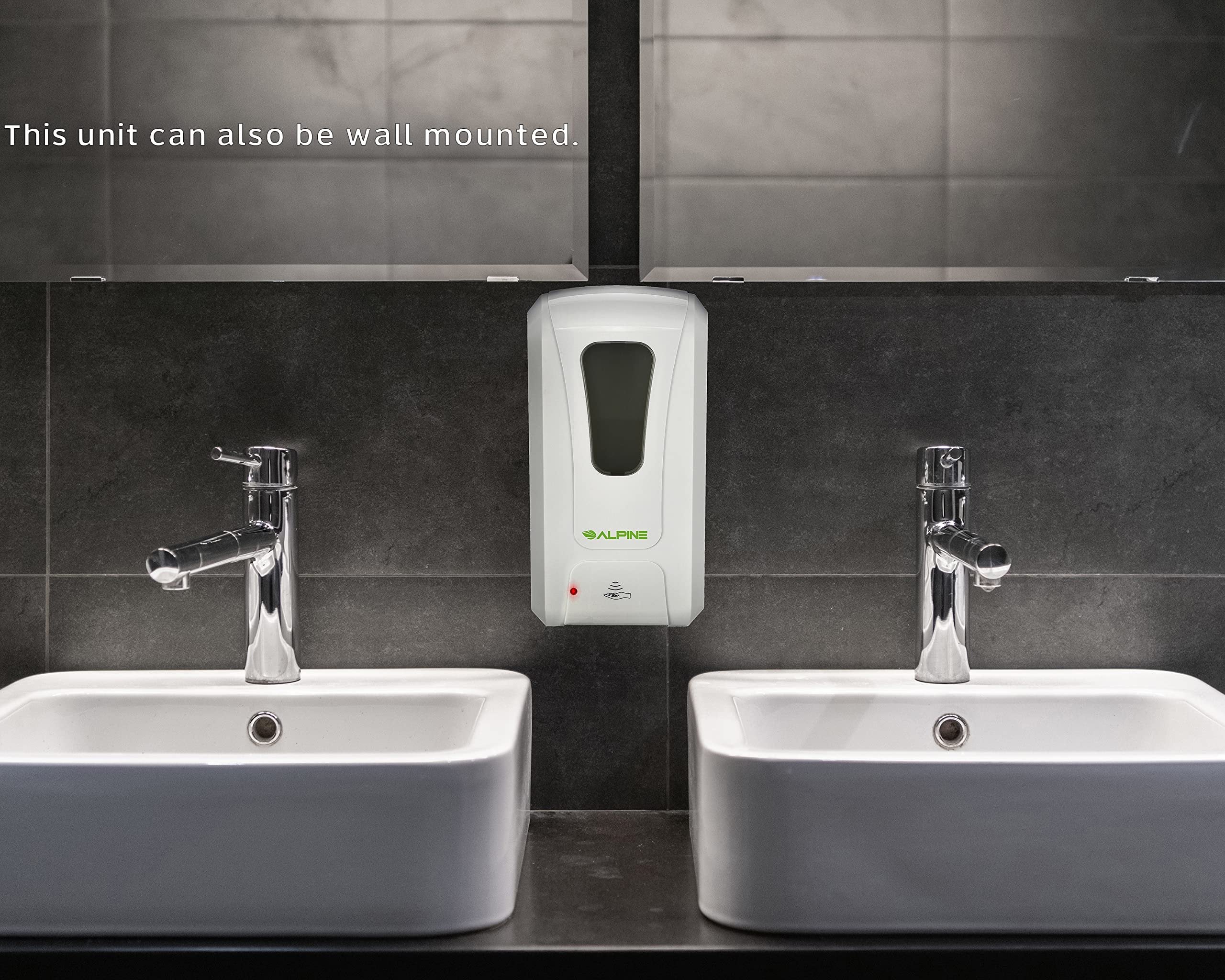 Alpine Automatic Hand Sanitizer Dispenser - Touchless Dispenser for Restaurant, Hospital, School, Hotel, Kitchen and Bathroom 1200ML (White, Liquid) Variation