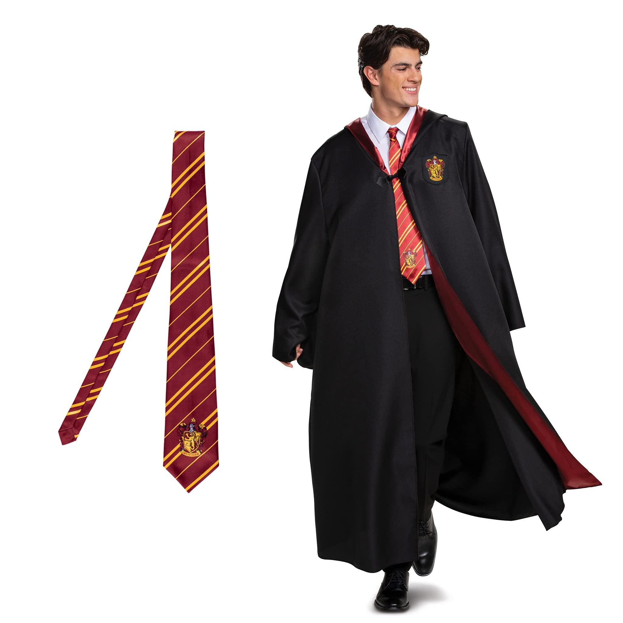 Disguise Harry Potter Gryffindor Costume Combo, Deluxe Hooded Robe with Tie for Adults, As Shown, Extra Small (14-16)