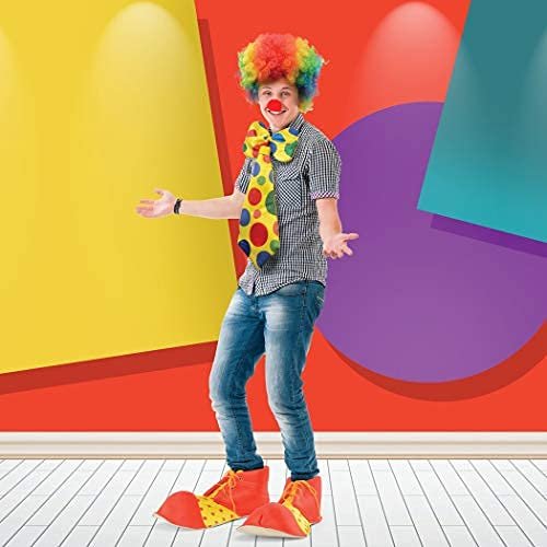 PREXTEX Clown Costume Set - Includes Props, Clown Wig, Nose, Shoes, Bow, Tie - for Halloween, Carnival Theme, Joker, Circus Costume, Fancy Outfit, Cosplay, Birthday, Dress-Up Party