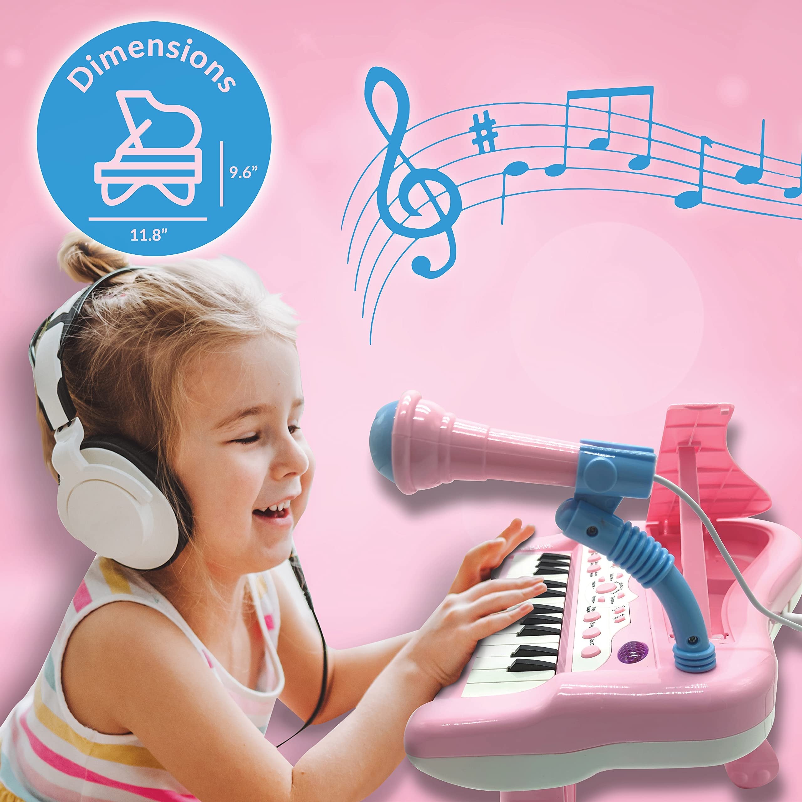 ToyVelt Toy Piano for Toddler Girls - Cute Piano for Kids with Built-in Microphone & Music Modes - Best Birthday Gifts for 3 4 5 Year Old Girls - Educational Keyboard Musical Instrument Toys