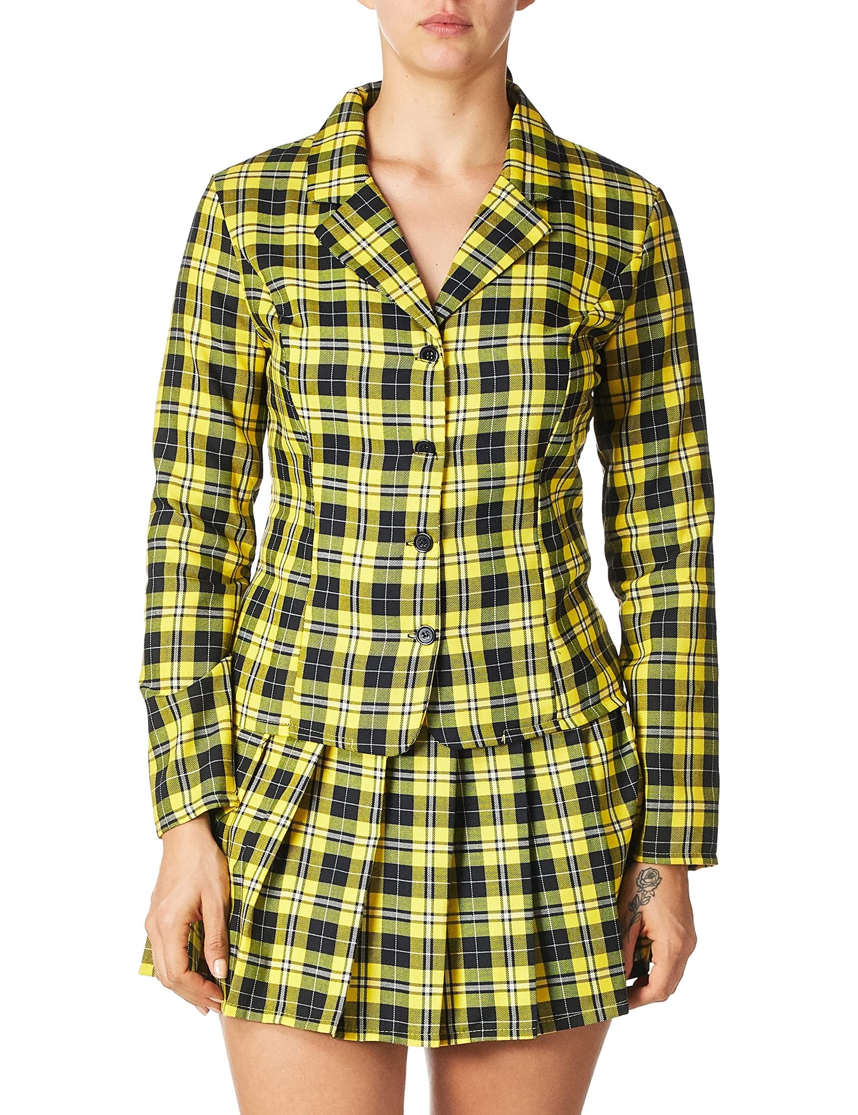 Dreamgirl Women's Fancy Girl Yellow Plaid Clueless Iggy Schoolgirl Costume, Plaid, Small