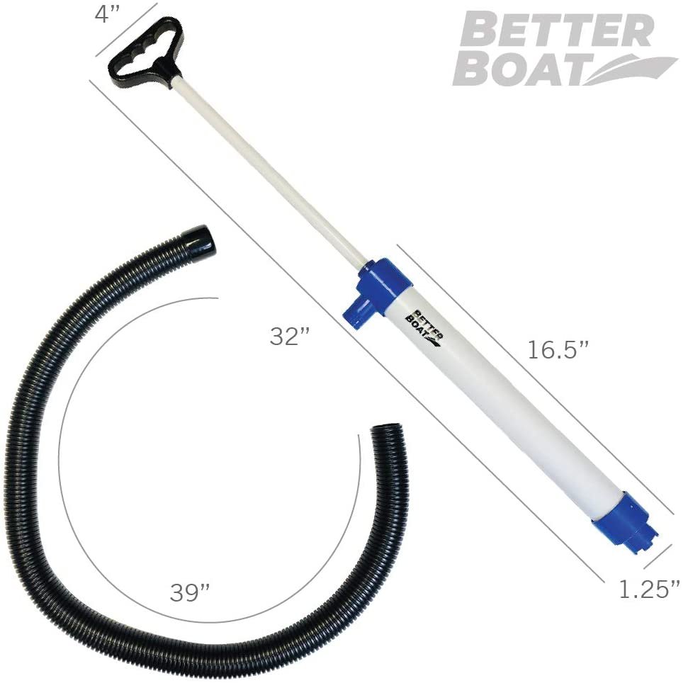 Manual Bilge Pump for Boats Kayak Canoe | Hand Pump Siphon Bailer Black 20 GPM Hose | Marine Grade, Portable Held