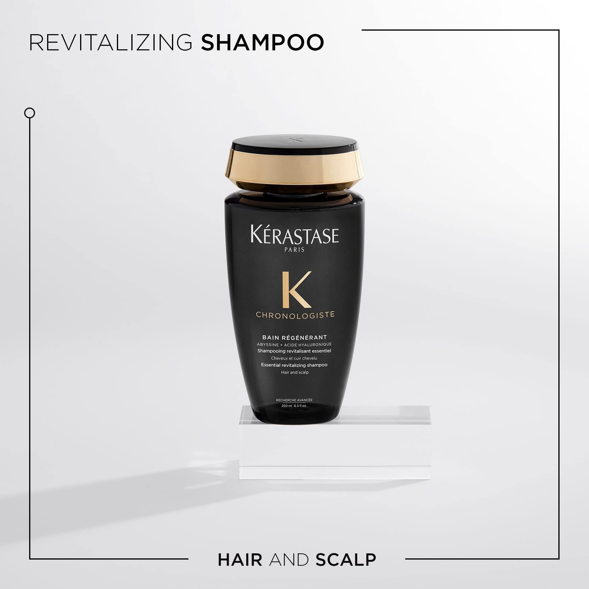 KERASTASE Chronologiste Régénérant Shampoo | Revitalizes Hair & Scalp | With Hyaluronic Acid & Vitamin E | For Dull, Dry, Brittle & Sensitized Hair Types | 8.5 Fl Oz