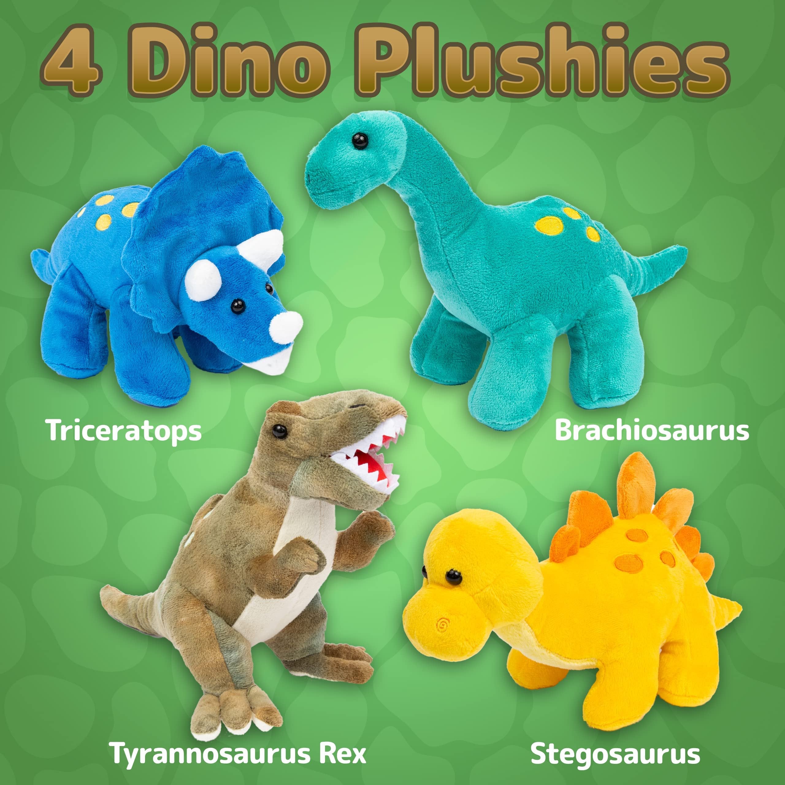 PREXTEX Plush Dinosaurs 8 Pack 5'' Long - Great Gift for Kids - Stuffed Animal Assortment - Great Set for Kids