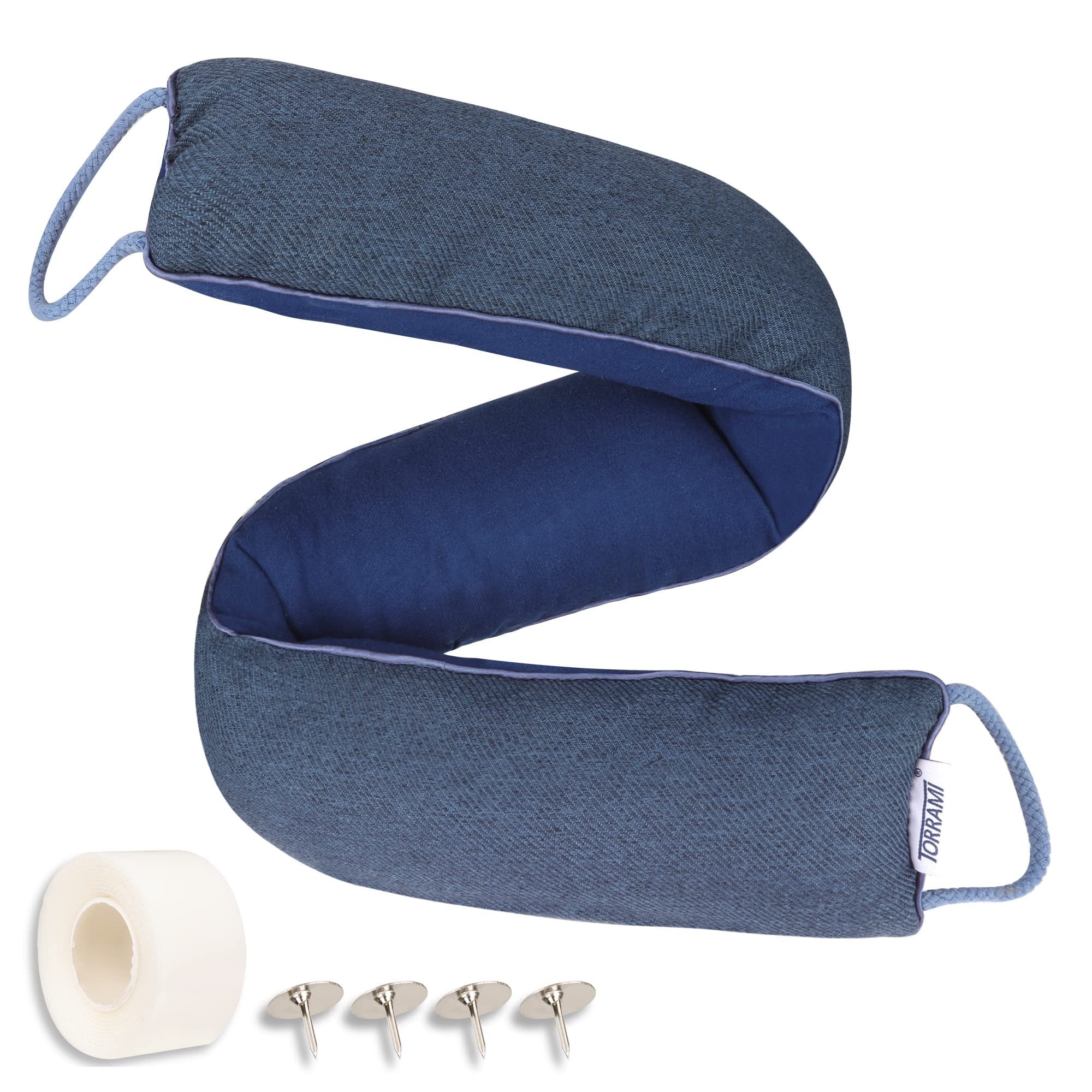 TORRAMI 36" Door Draft Stopper Under Bottom Insulation Noise Air Stopper 2.1LB,Draft Stopper Guard Seal for Doors and Windows - Dark Blue