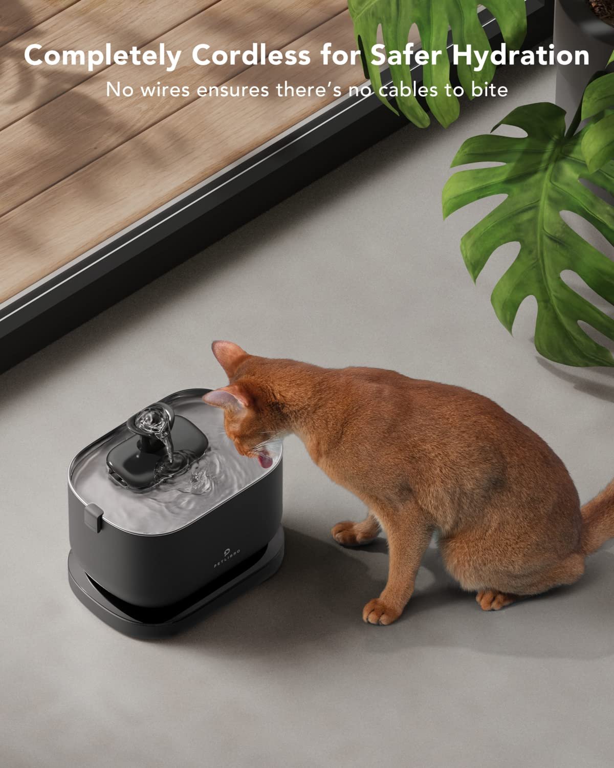 PETLIBRO Cat Water Fountain, Wireless Pet Fountain Battery Operated,2.5L/84oz Dockstream Automatic Dog Water Dispenser for Drinking with Quiet Pump Inside Stainless Steel Tray Easy Clean BPA-Free