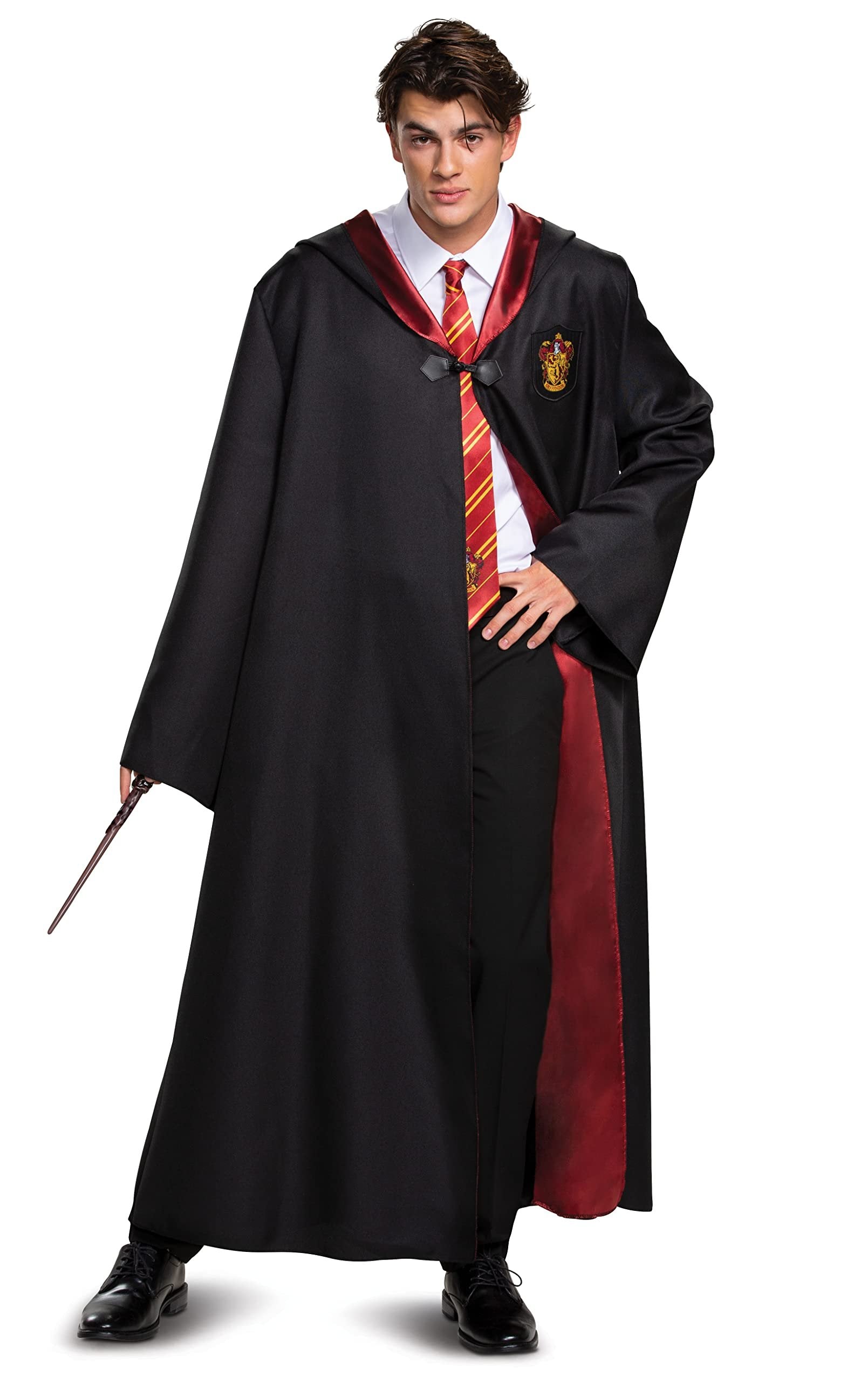 Disguise Harry Potter Gryffindor Costume Combo, Deluxe Hooded Robe with Tie for Adults, As Shown, Large (42-46)