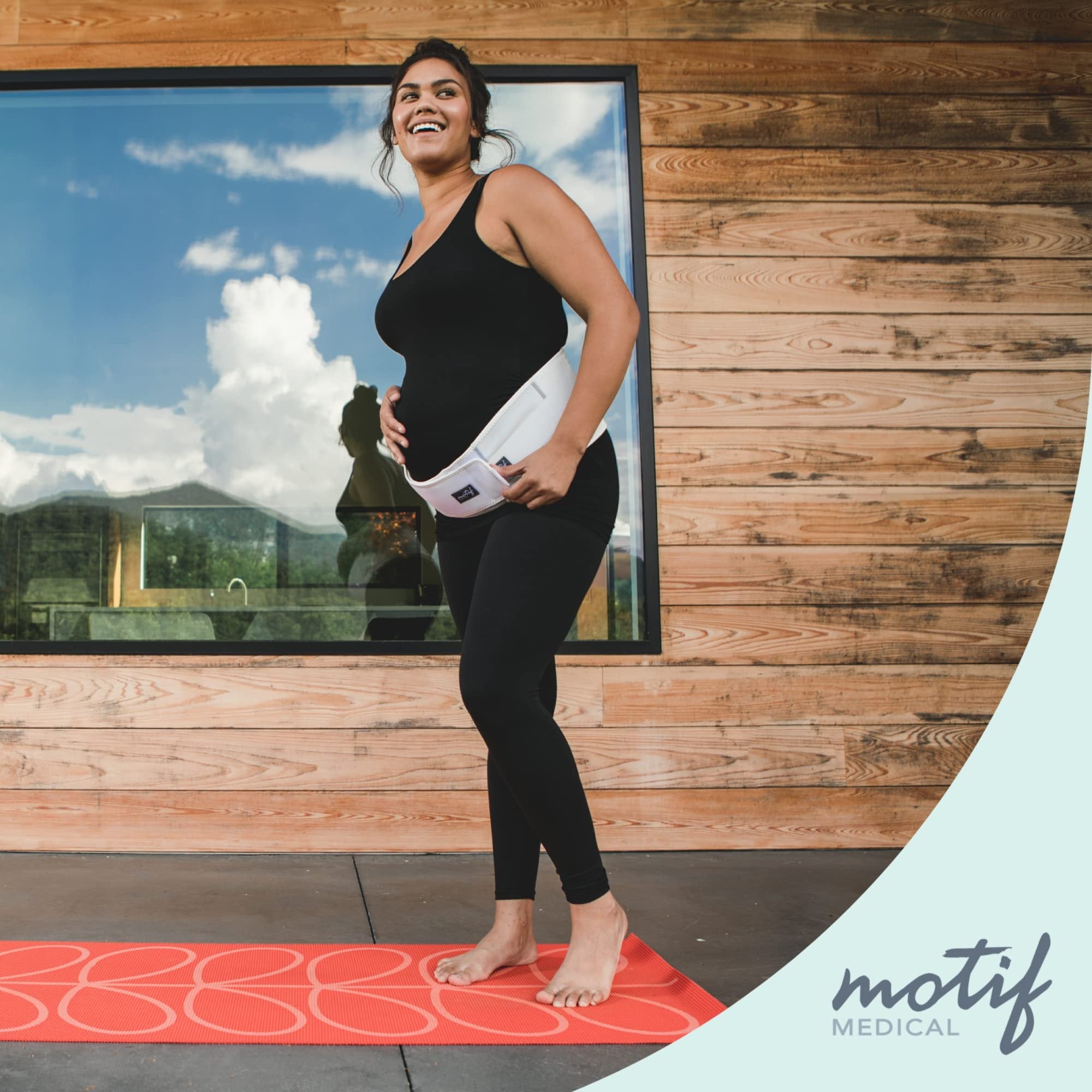 Motif Medical, Pregnancy Support Band, Relieves Pressure on the Abdomen, Lower Back, Hips, and Pelvis, White - Medium