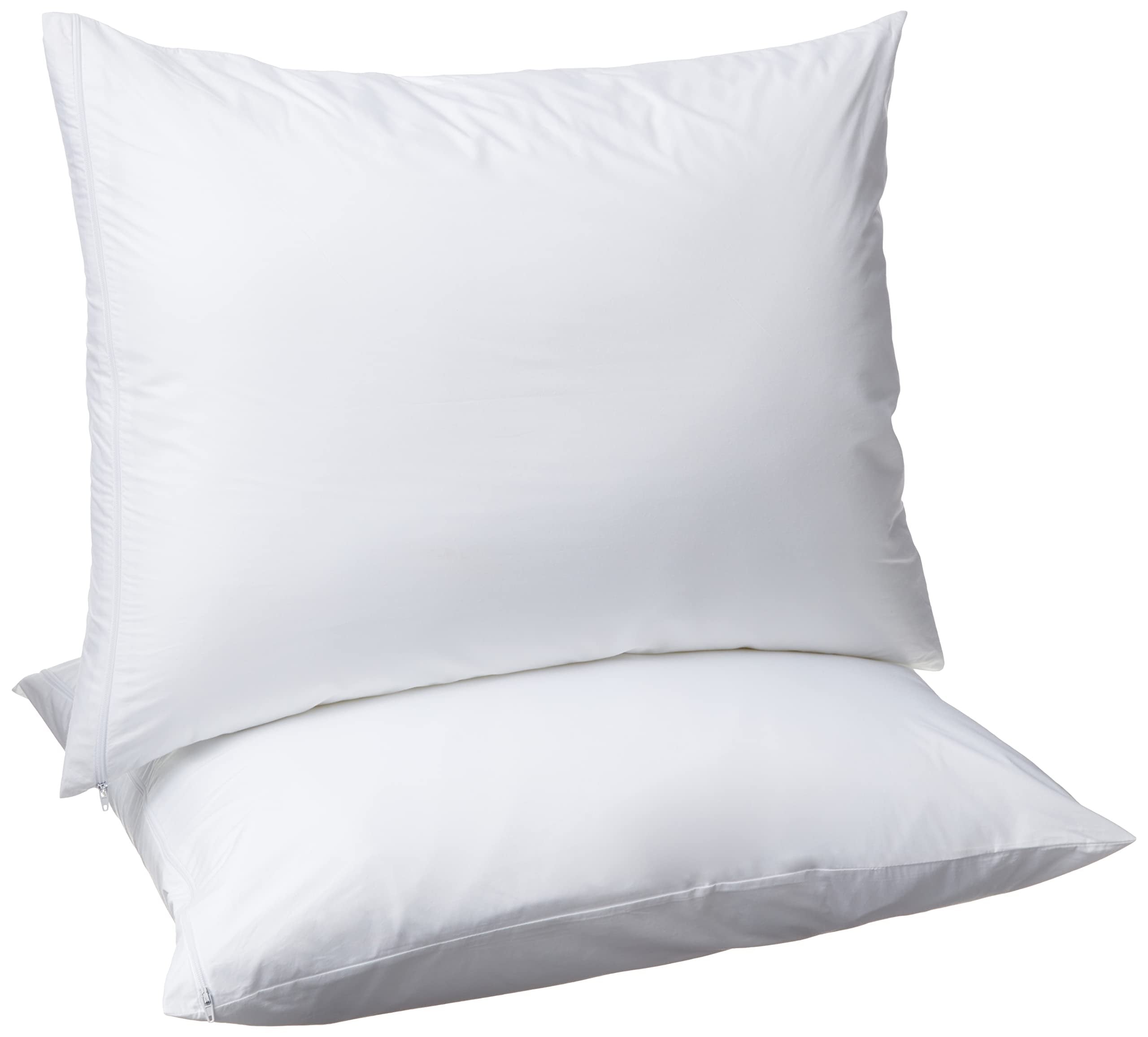 Amazon Basics Down Alternative Bed Pillows and Pillow Protector Case 2-Piece Set, 26 in x 20 in, Soft Density, Standard - Pack of 2, White