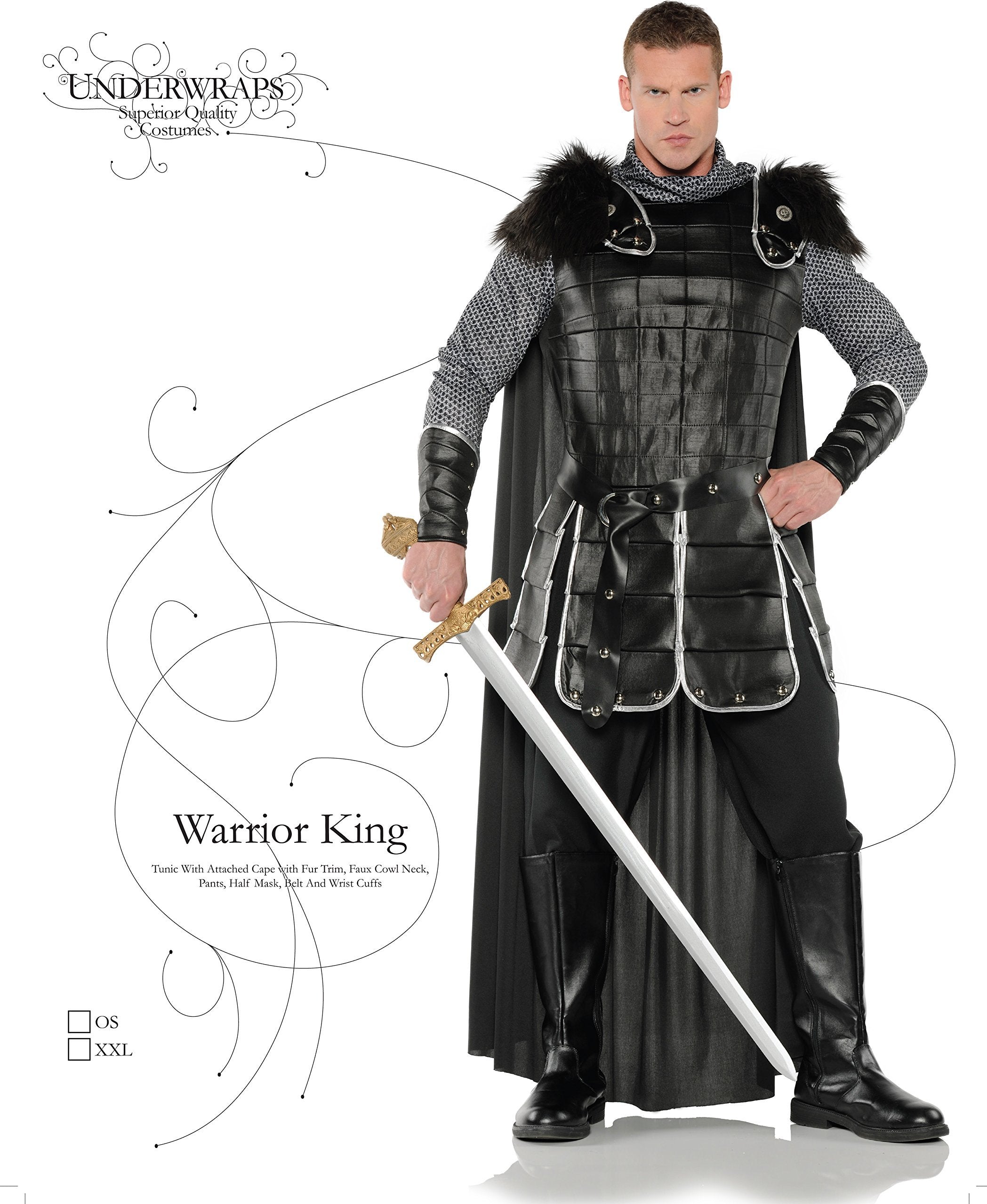 UNDERWRAPS Men's Medieval Costume - Warrior King Black