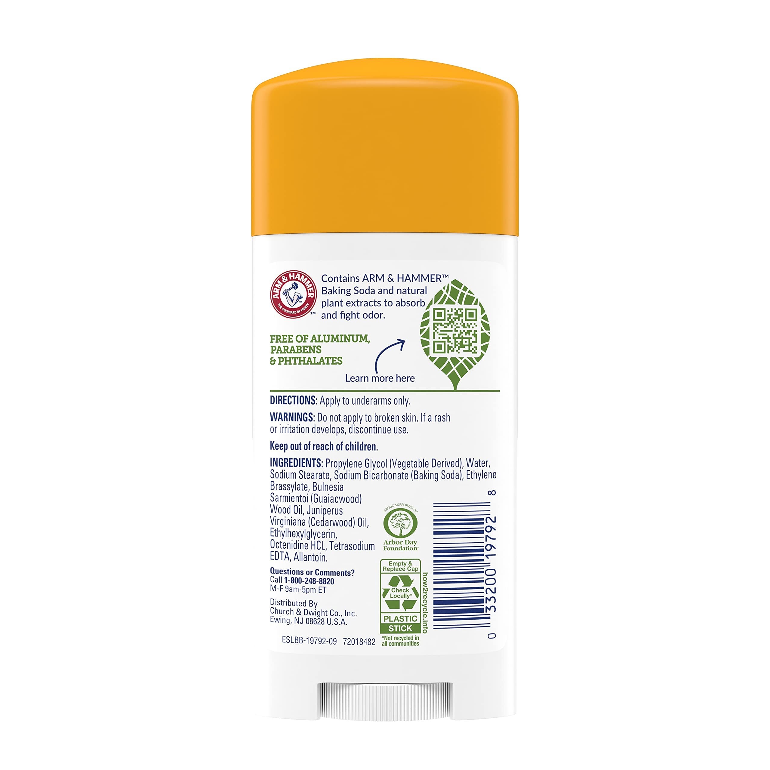 Arm & Hammer Essentials Solid Deodorant, Unscented,2.5 oz, 6 Count