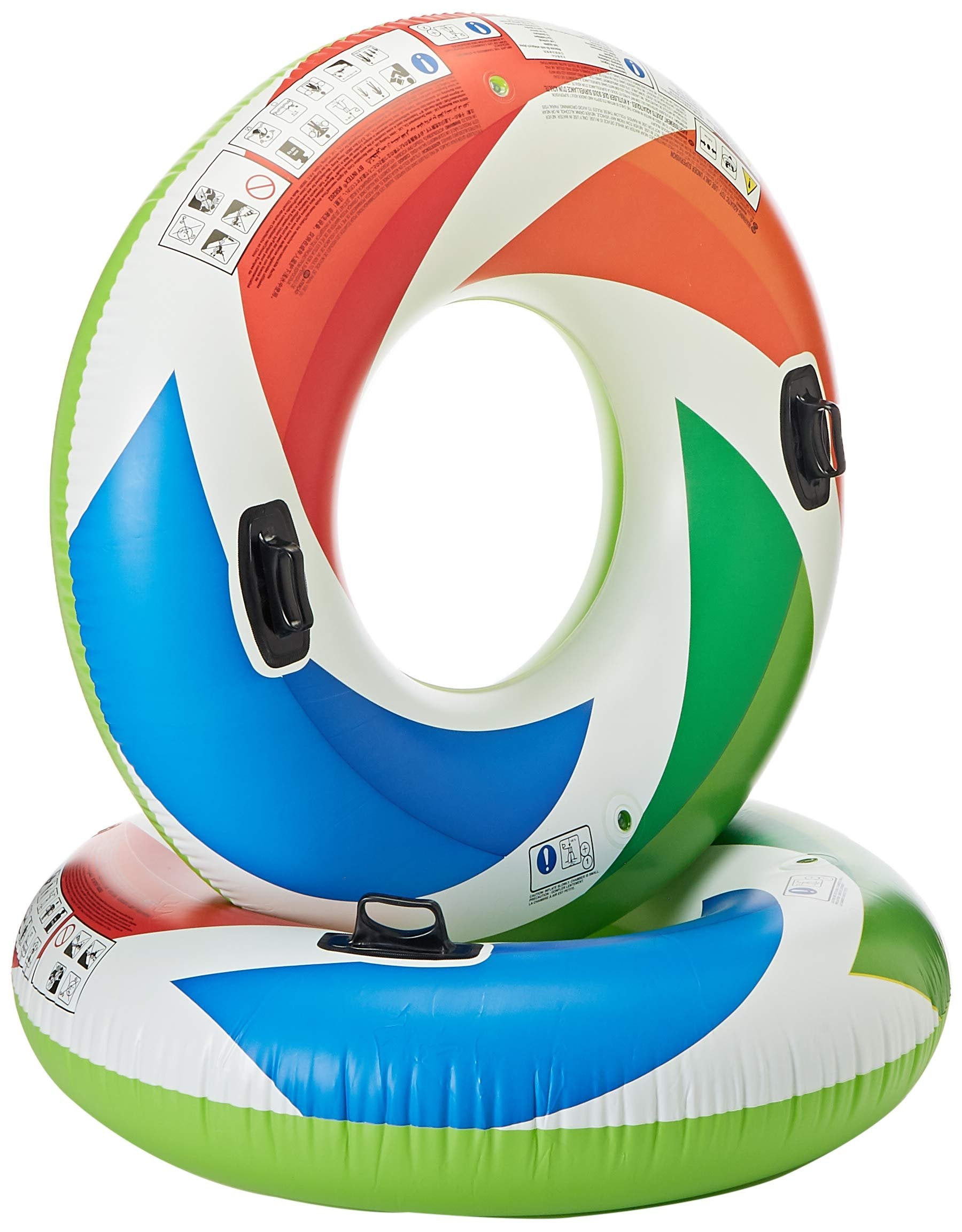 Intex Inflatable Color Whirl Floating Tube Raft w/ Handles (Set of 2) 48in 58202EP