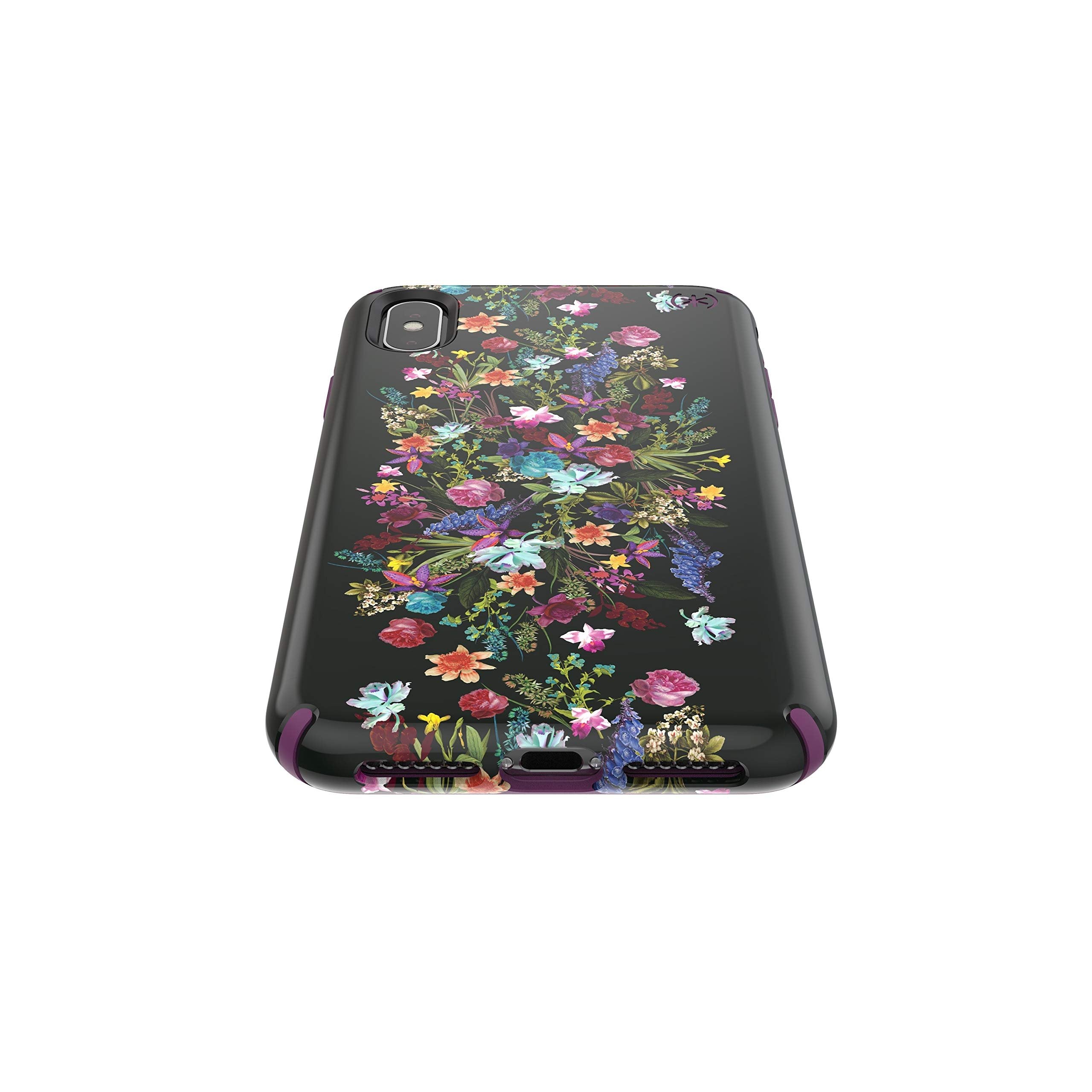 Speck Products Presidio Inked iPhone Xs Max Case, ClassicBouquetFloral/Mangosteen Purple