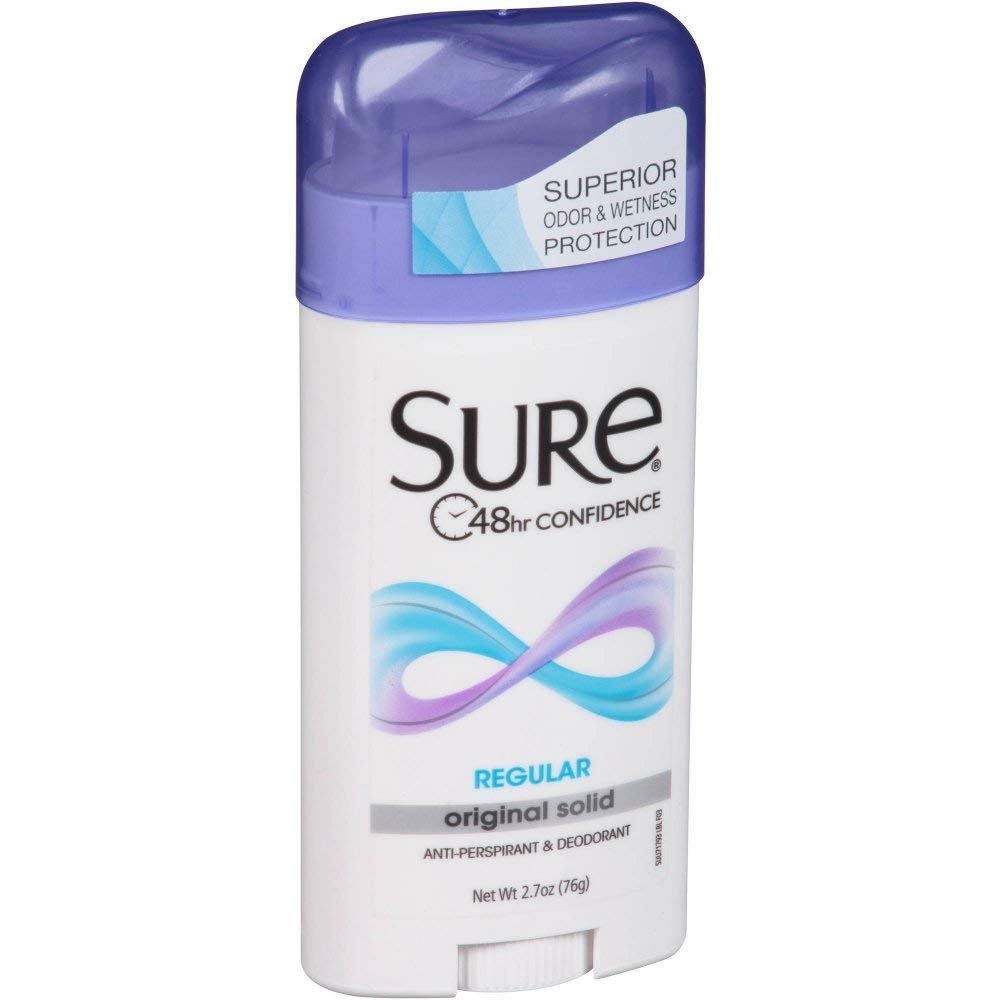 Sure Anti-Perspirant & Deodorant Original Solid, Regular Scent 2.70 oz (Pack of 12)