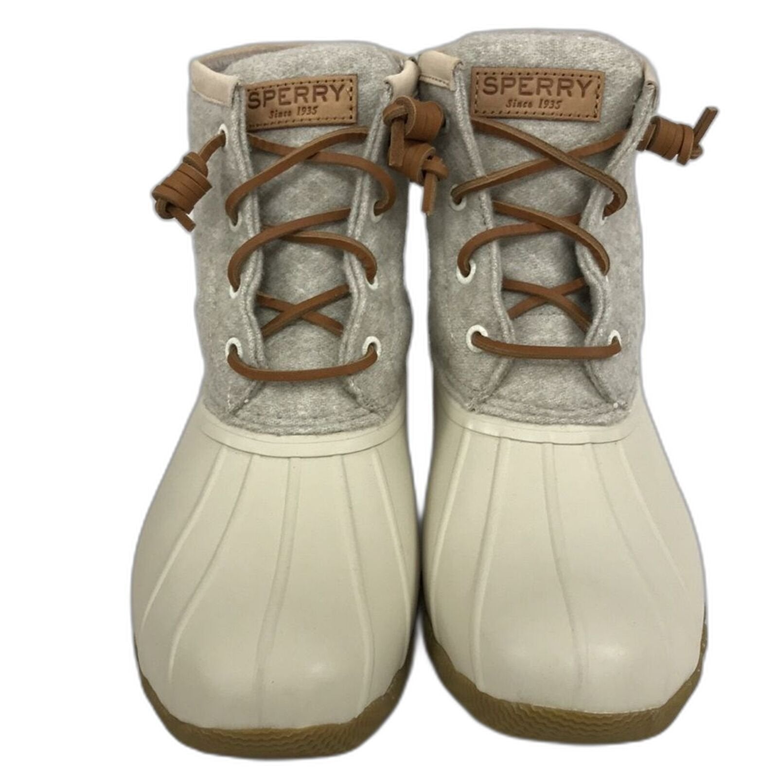 Sperry Womens Saltwater Chevron Quilt Nylon Boots Ivory 7 US