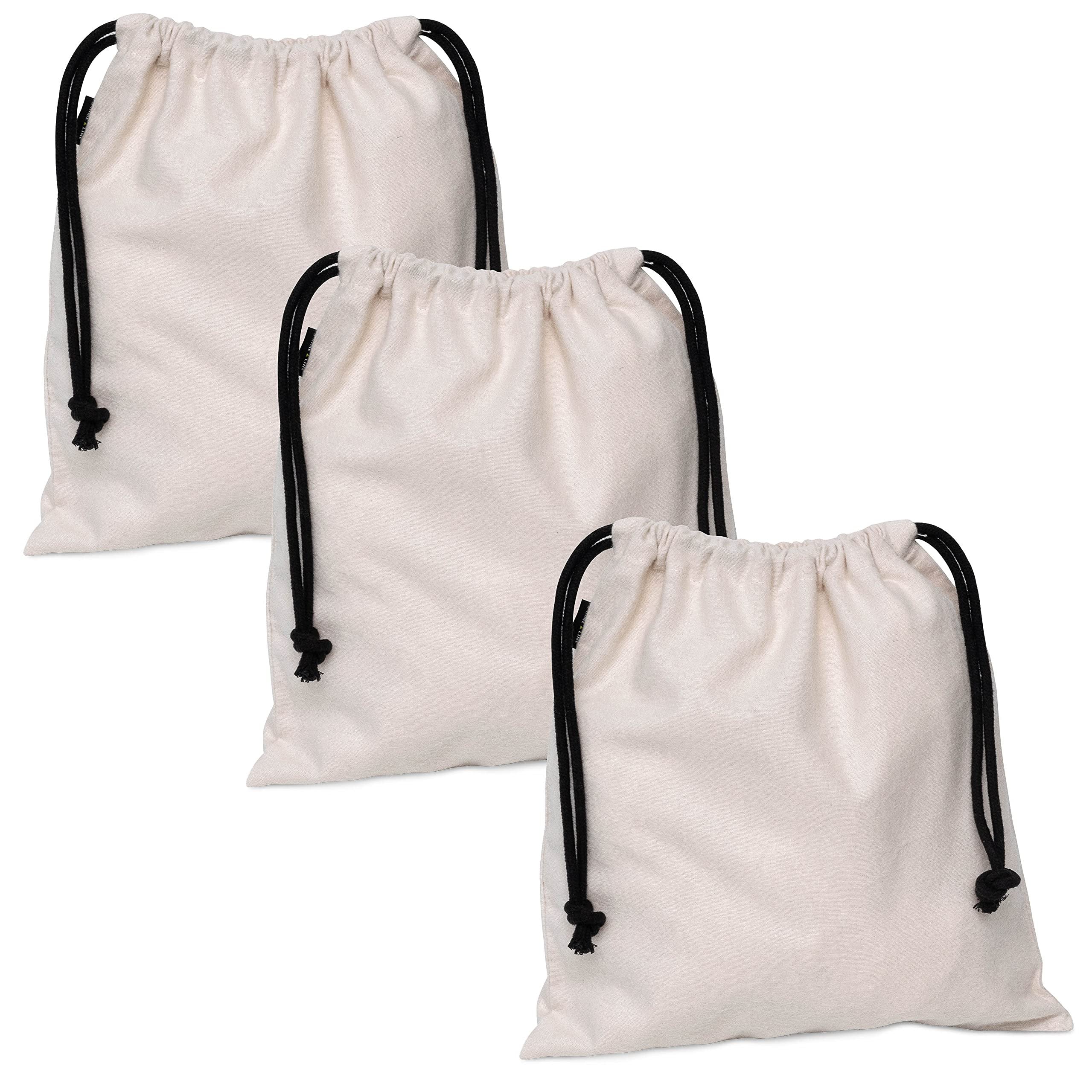 Beige Drawstring Flannel Storage Bags, 11x11.5, 0