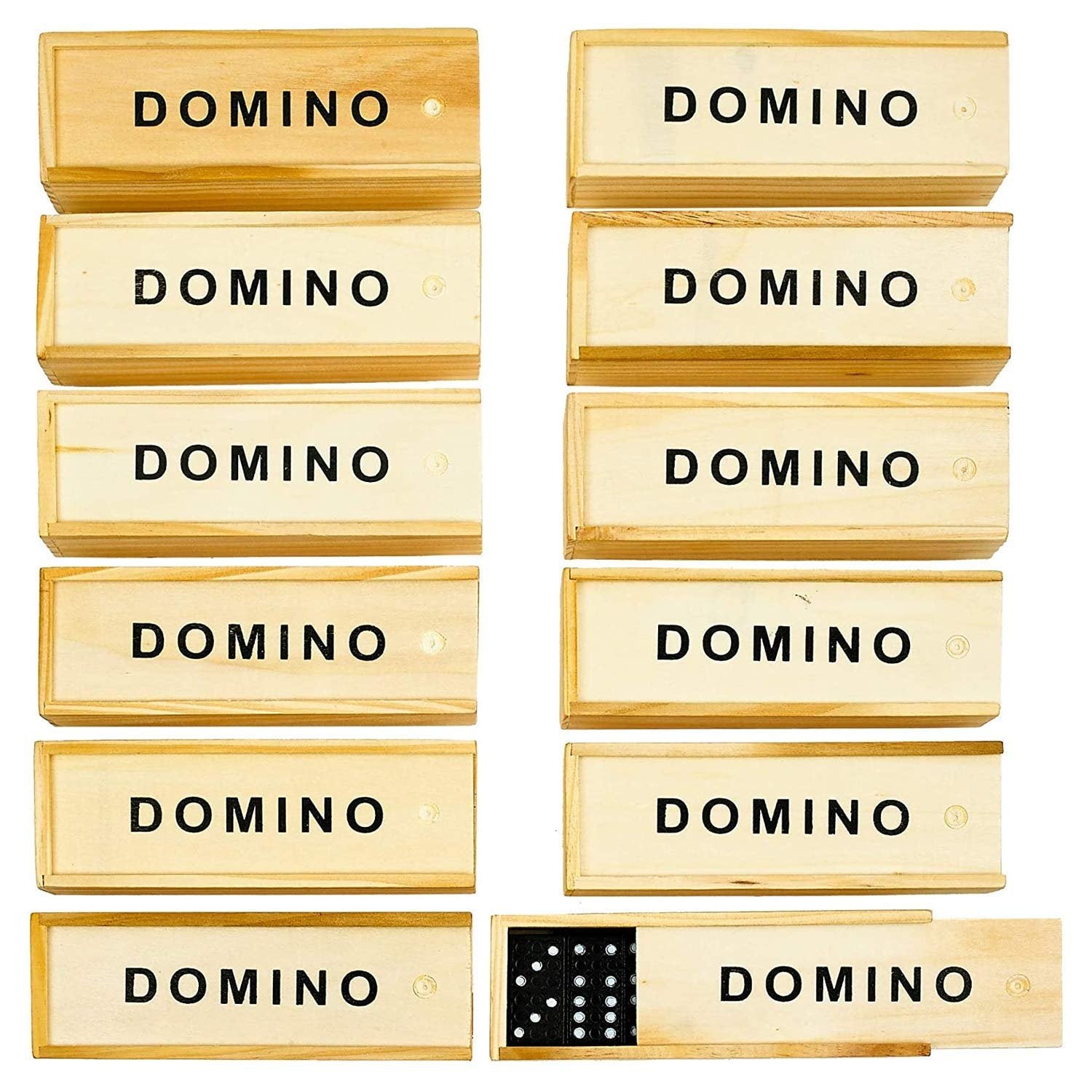 Kicko Mini Wooden Dominoes Set - 12 Pack - Miniature Classic Board Games - Small Blocks, Educational Toys, Game Tiles, Leisure Time, for Teens and Adults