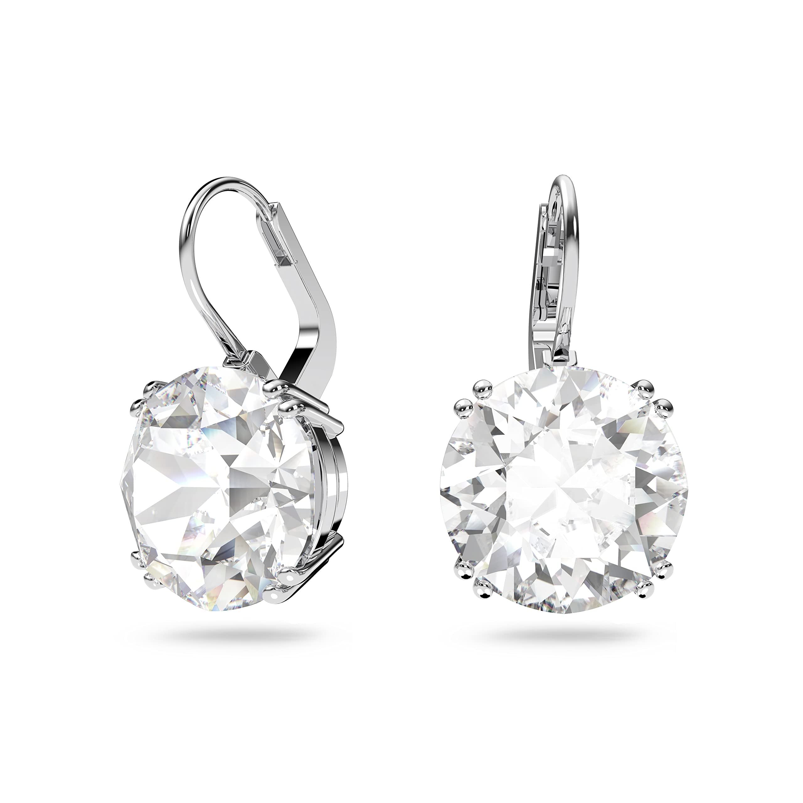 Swarovski Millenia Earrings, Round cut crystal, White, Rhodium plated