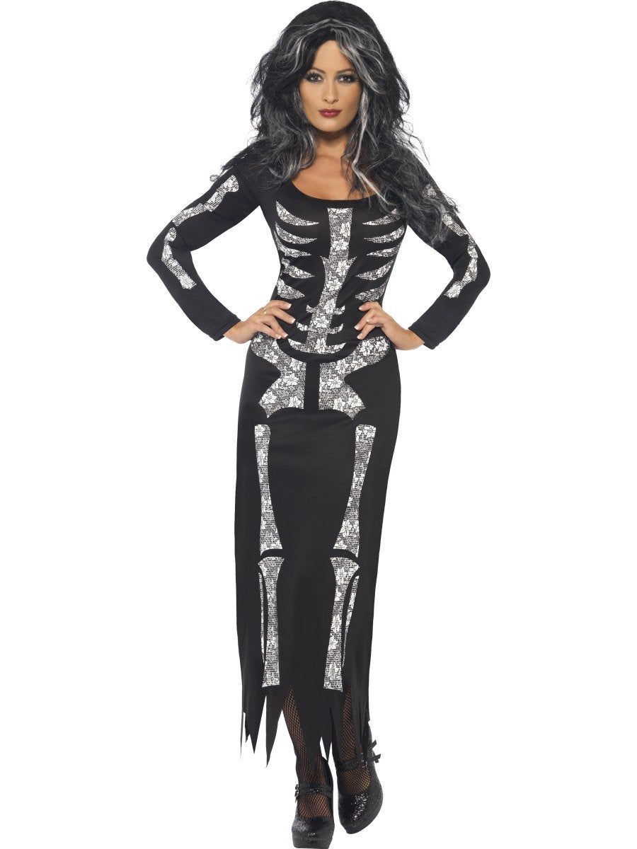 Smiffys - 38873 - Halloween Ladies Skeleton Costume - Size Small - US - 6/8