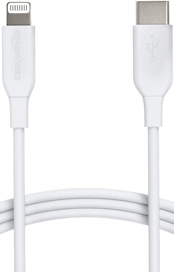 Amazon Basics USB-C to Lightning ABS Charger Cable, MFi Certified Charger for Apple iPhone 14 13 12 11 X Xs Pro, Pro Max, Plus, iPad, 3 Foot, White