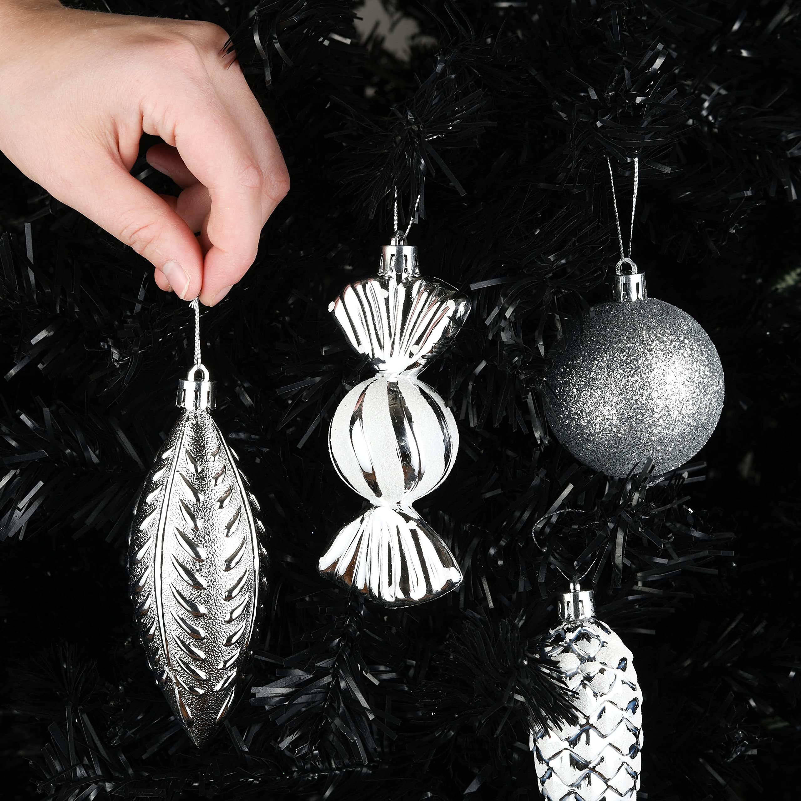Prextex Christmas Ball Ornaments for Christmas Decorations (Silver) | 24 pcs Xmas Tree Shatterproof Ornaments with Hanging Loop for Holiday, Wreath and Party Decorations